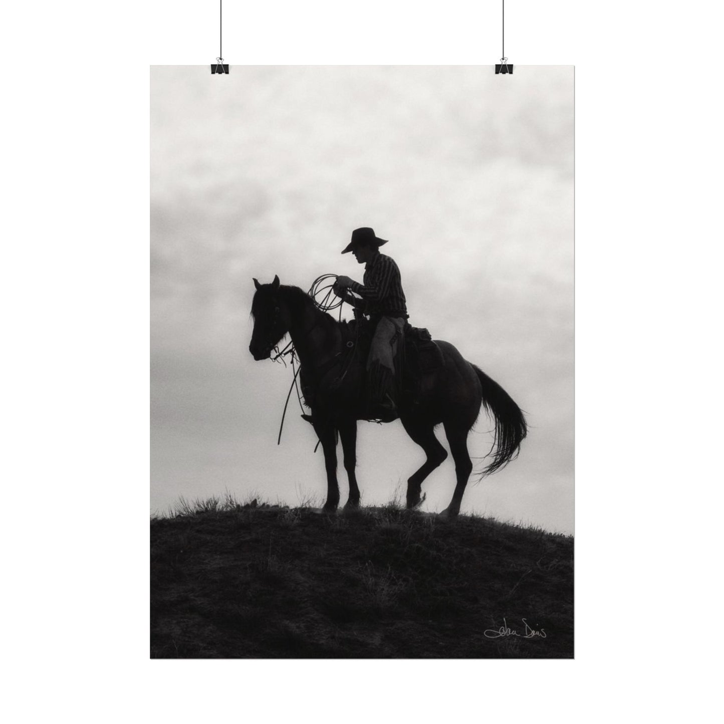 Rider On The Ridge – Western Textured Watercolor Matte Posters