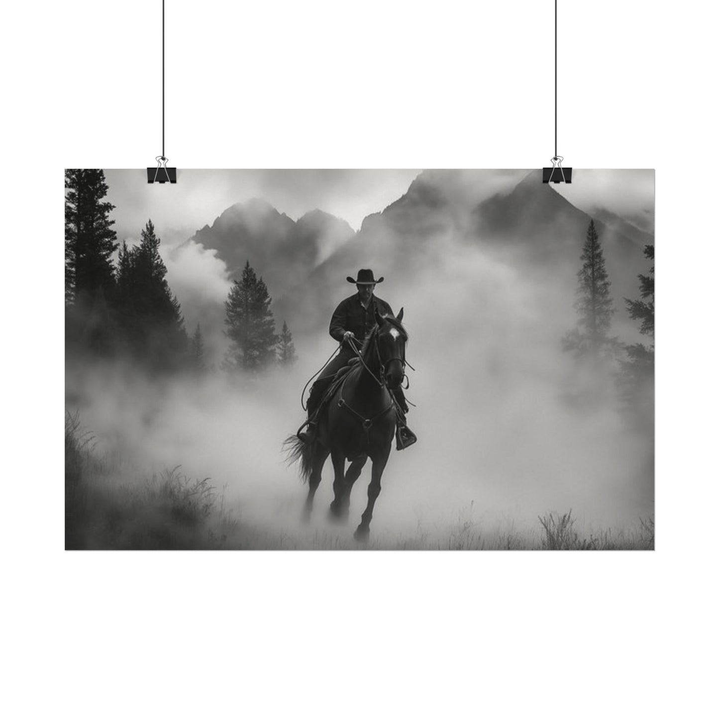 Storm Rider– Western Textured Watercolor Matte Posters
