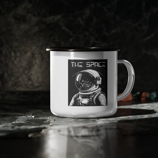 Astronaut Enamel Camp Cup Perfect for Space Lovers Camping, Outdoor Adventures space design