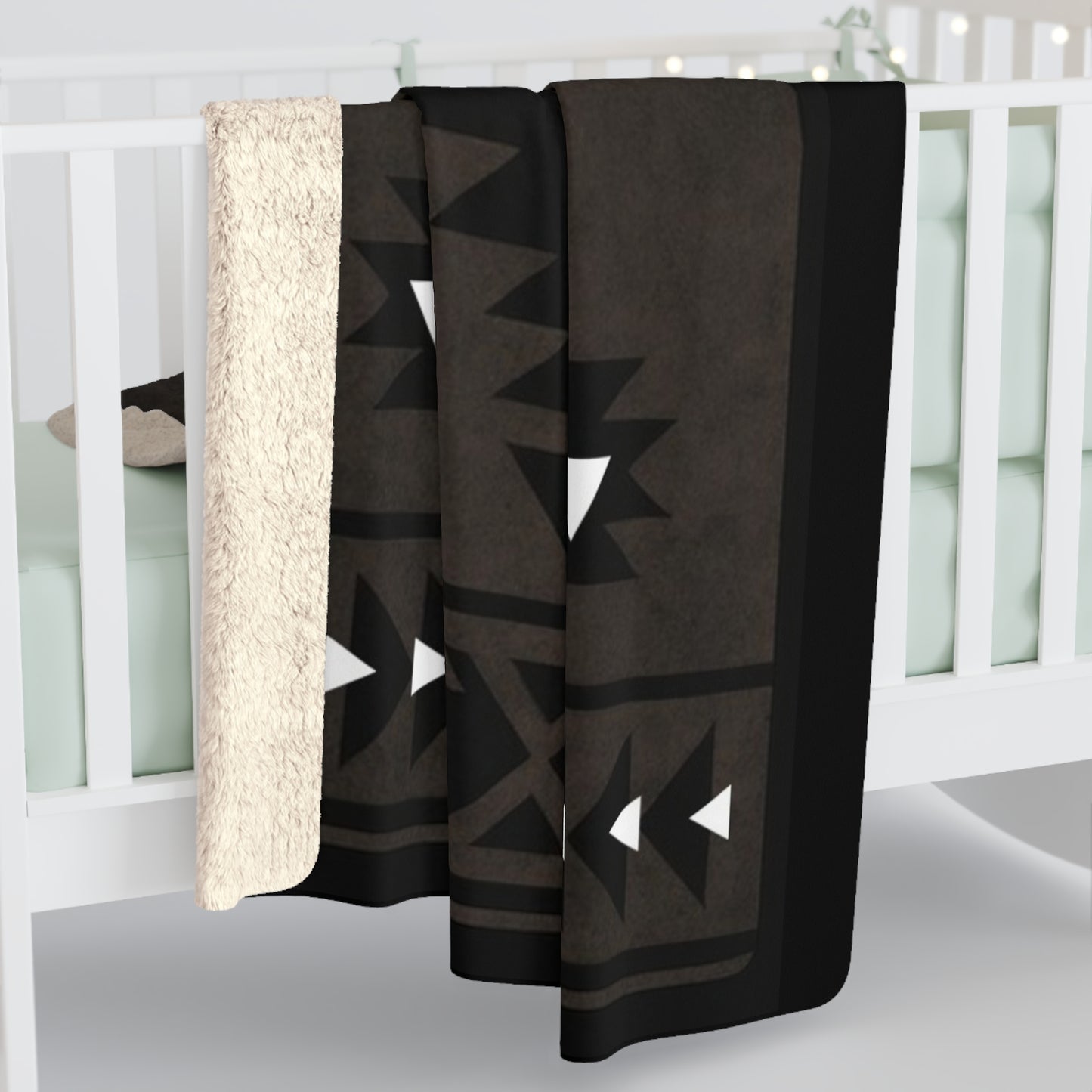 Isaiah Sherpa Fleece Blanket - Modern Tribal Design, Perfect for Home Decor, Gift for Him/Her, Winter Warmth, Beach Blanket