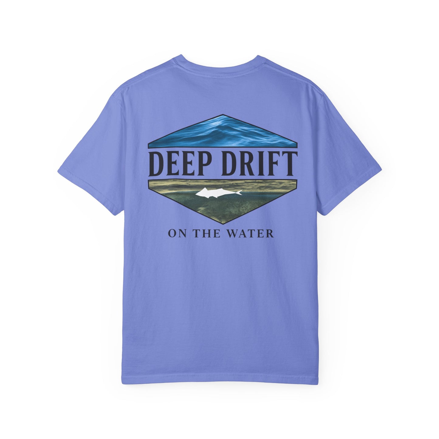 Deep Drift Fishing T-Shirt - Green & Blue Fishing Tee for Angler Lovers, Shark Lovers, Ocean Tee