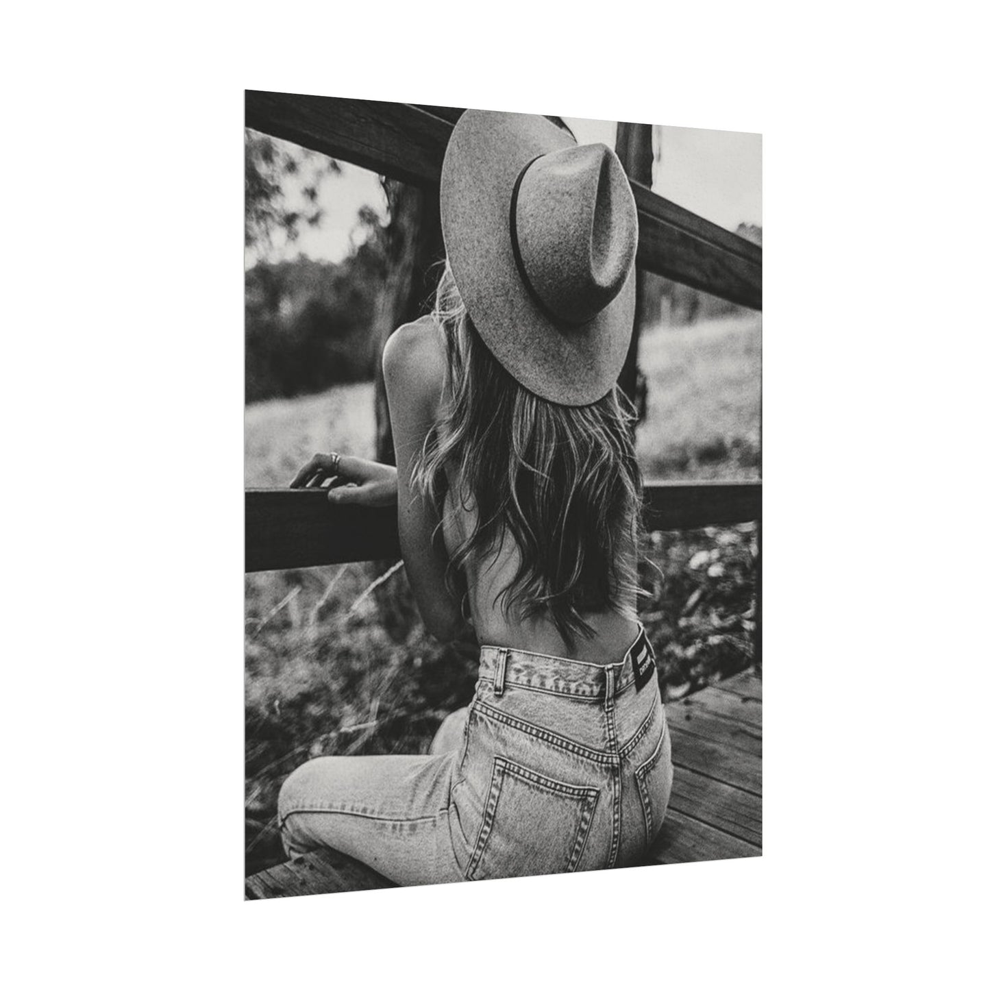 Babys Got Her Blue Jeans On – Western Textured Watercolor Matte Posters