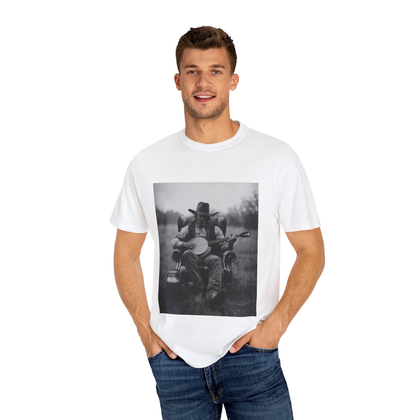 Outlaw Heritage Tee Unisex Garment-Dyed T-shirt, Black & White, Vintage Western, Western lover gifts