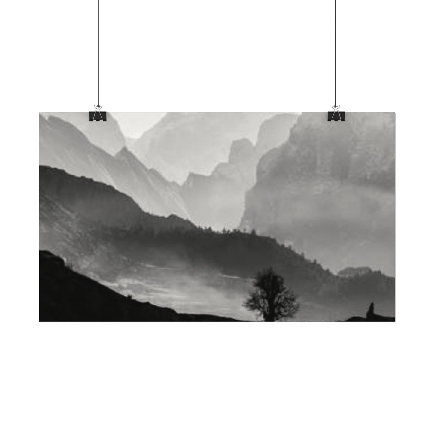 Cascading Mountains– Western Textured Watercolor Matte Posters