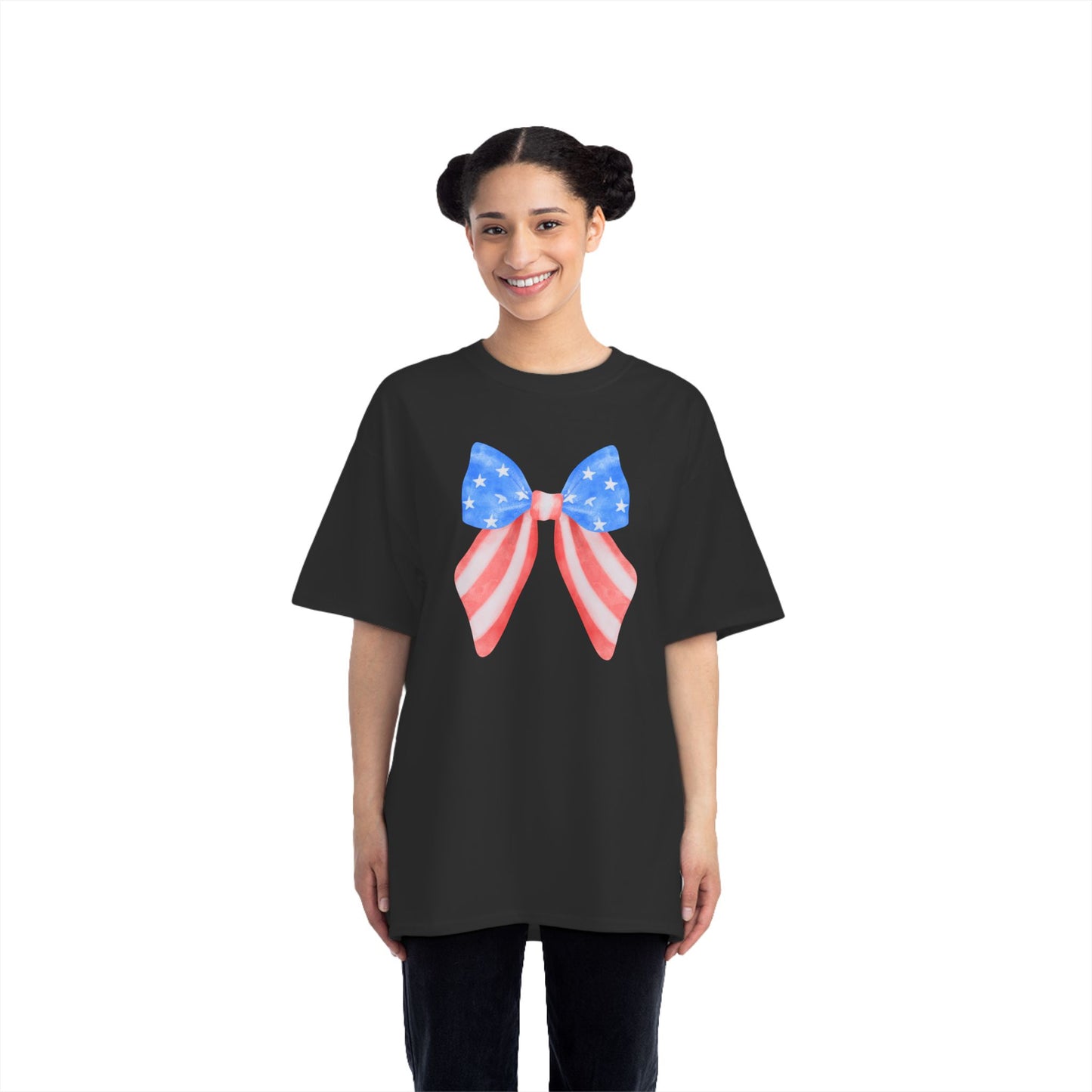 American Flag Bow Patriotic T-Shirt | America 1776 Design, Fourth of July Shirt, Independence Day Tee, Memorial Day Top, Gift for Veterans