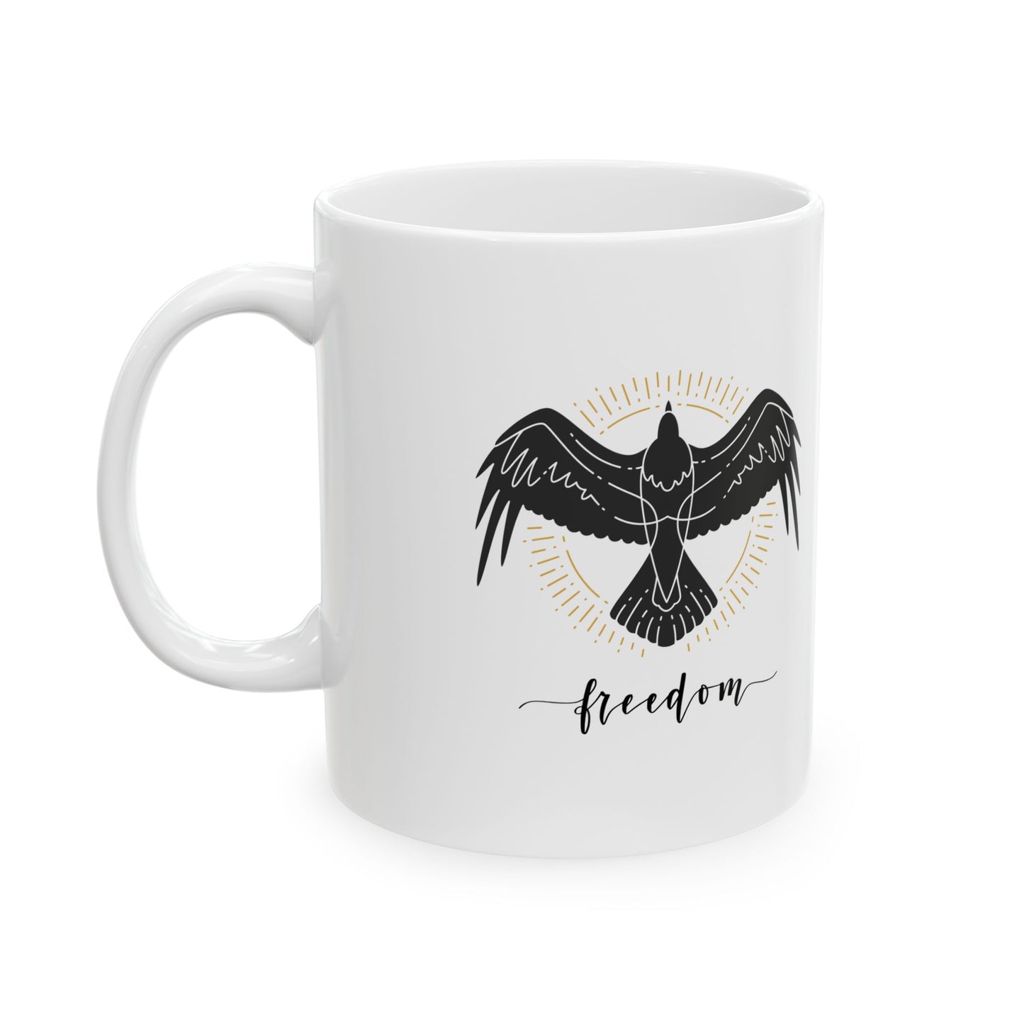 Inspirational Black Bird Ceramic Mug, Motivation Gift, Coffee Cup, Unique Drinkware, Nature Lover Mug, 11oz, 15oz