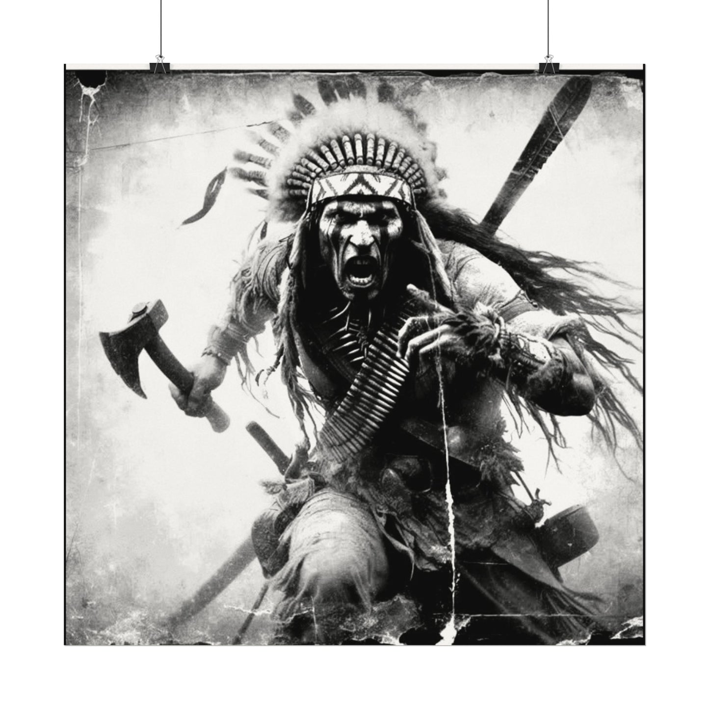 Warriors Charge – Western Textured Watercolor Matte Posters