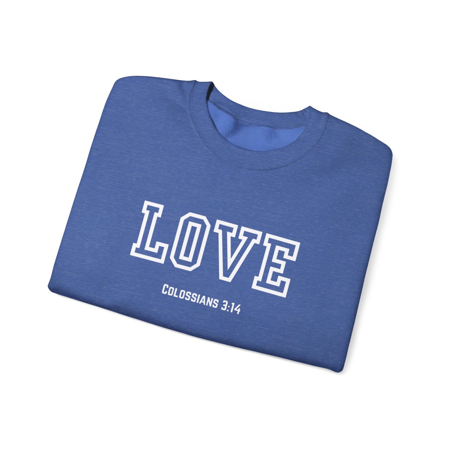 Love Crewneck Sweatshirt, Unisex Fashion, Comfortable Gift, Colossians 3:14 Design, Cozy Casual Wear, Perfect for Any Occasion