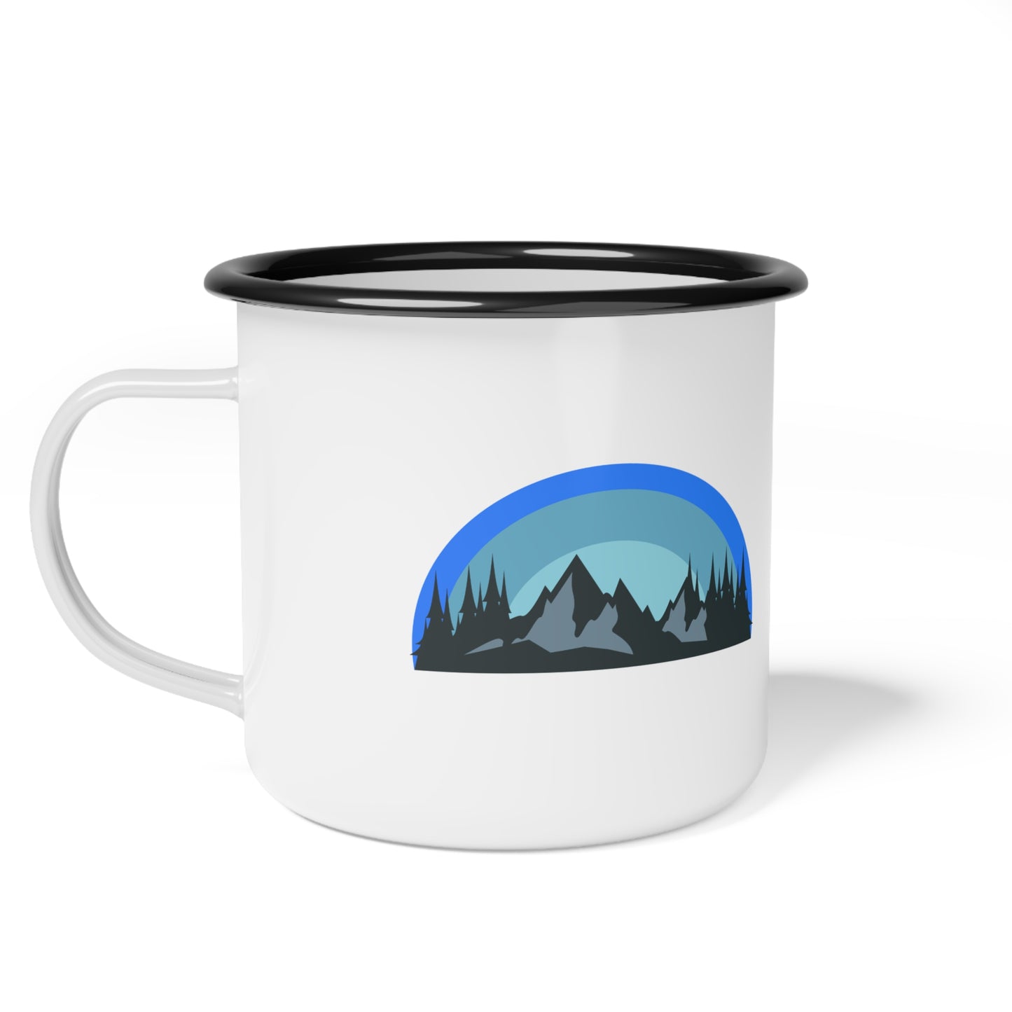 Outdoor Adventure Enamel Camp Cup with Mountain Design, Camping Mug, Hiking Gear, Nature Lover Gift, Travel Cup, Eco-Friendly Drinkware