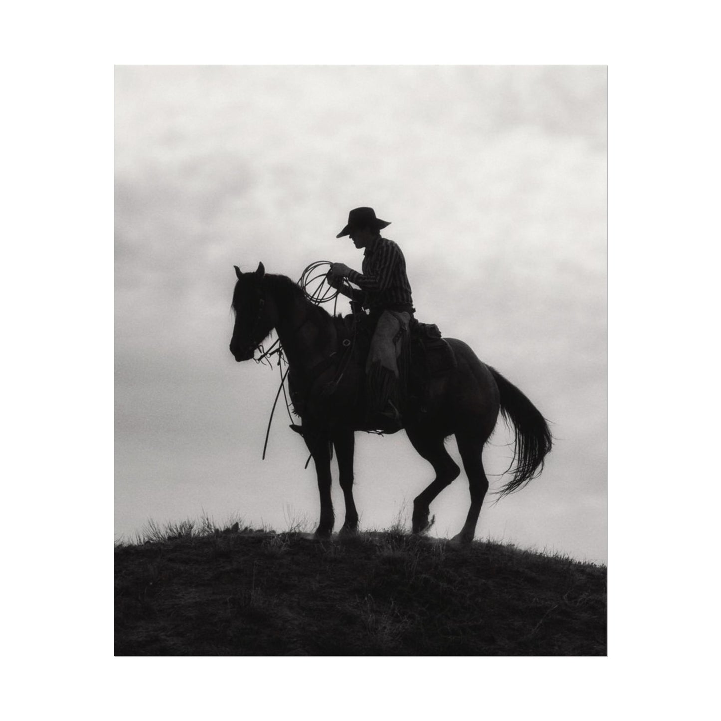 Rider On The Ridge – Western Textured Watercolor Matte Posters