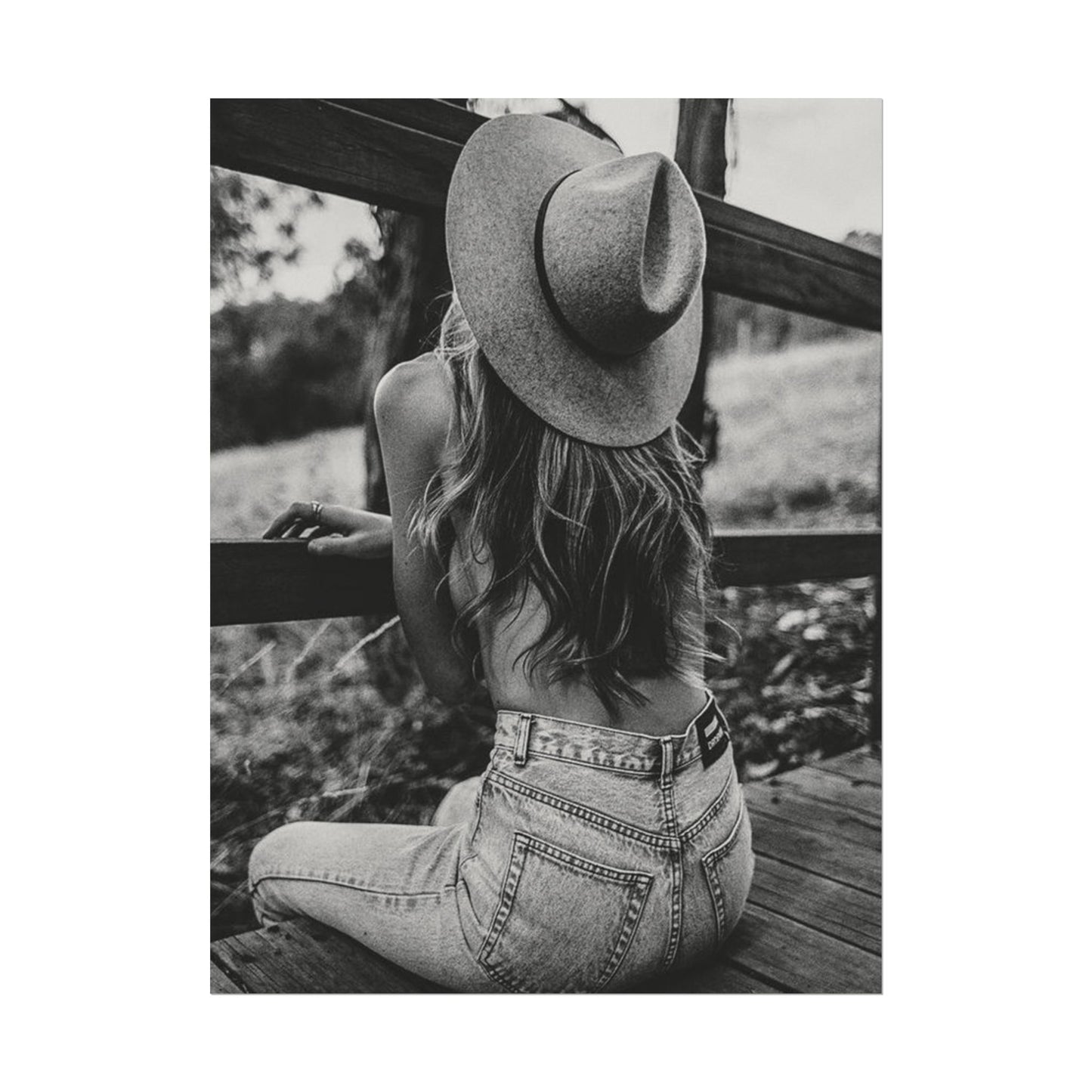 Babys Got Her Blue Jeans On – Western Textured Watercolor Matte Posters