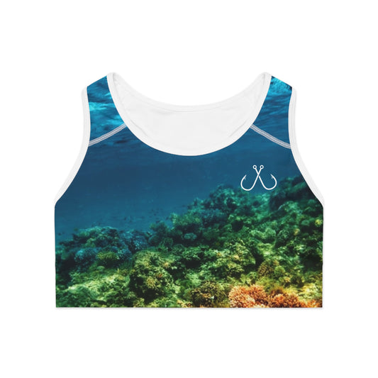 Coral Reel Deep Drift Hooked Horizon Co. Stylish Sports Bra for Active Women, Workout Top, Gym Essential, Fitness Apparel, Athleisure Wear, Yoga Gear