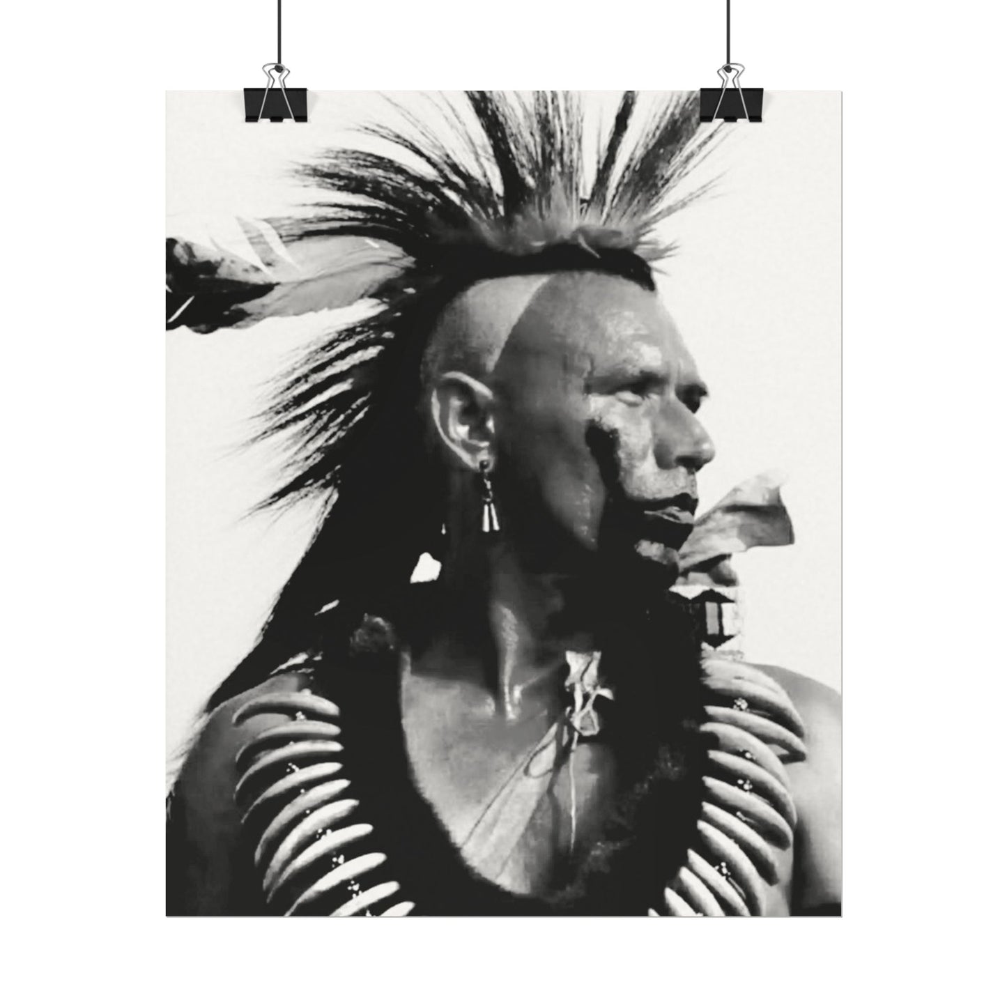 Feathered Warrior Cheif   – Western Textured Watercolor Matte Posters