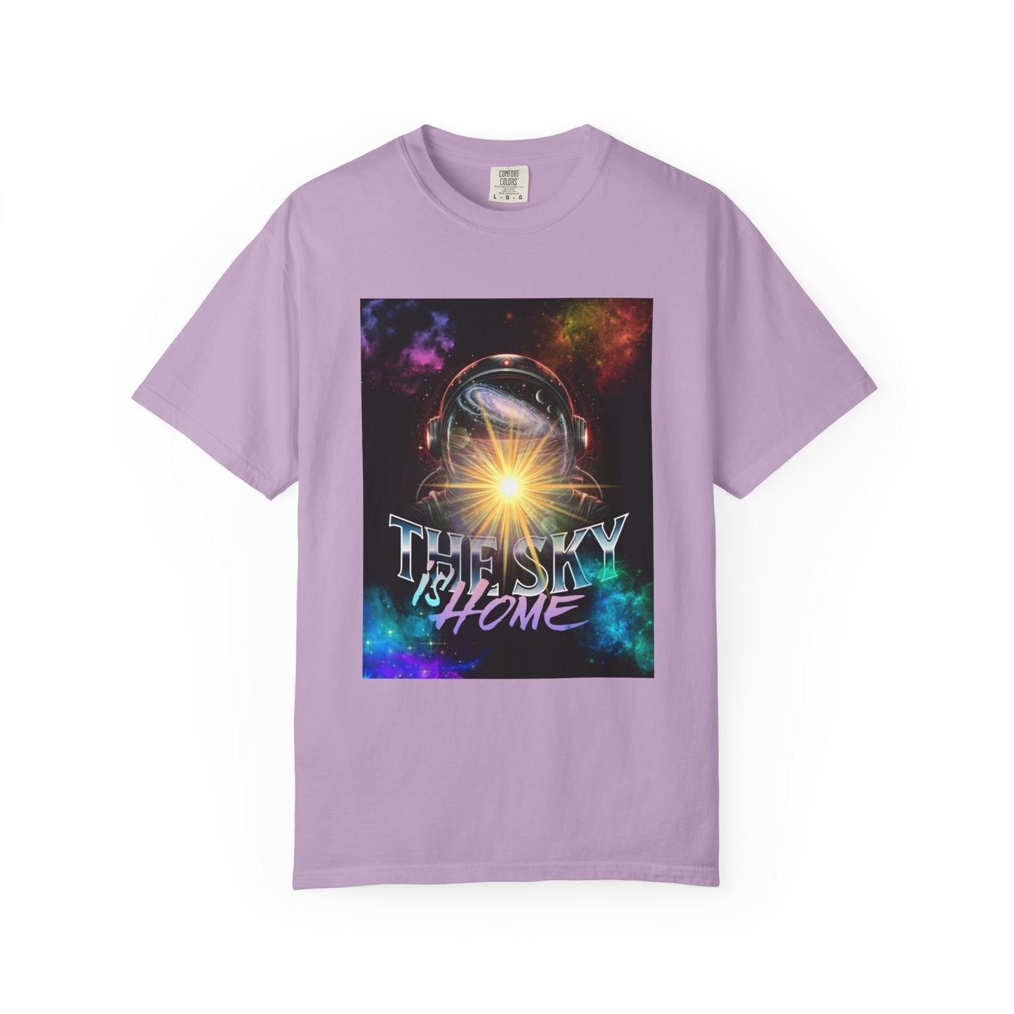 Cosmic Vibe T-Shirt: The Sky is Home Unisex Garment-Dyed Tee, Cute Graphic Shirt, Space Lover Gift, Casual Wear, Art Tee