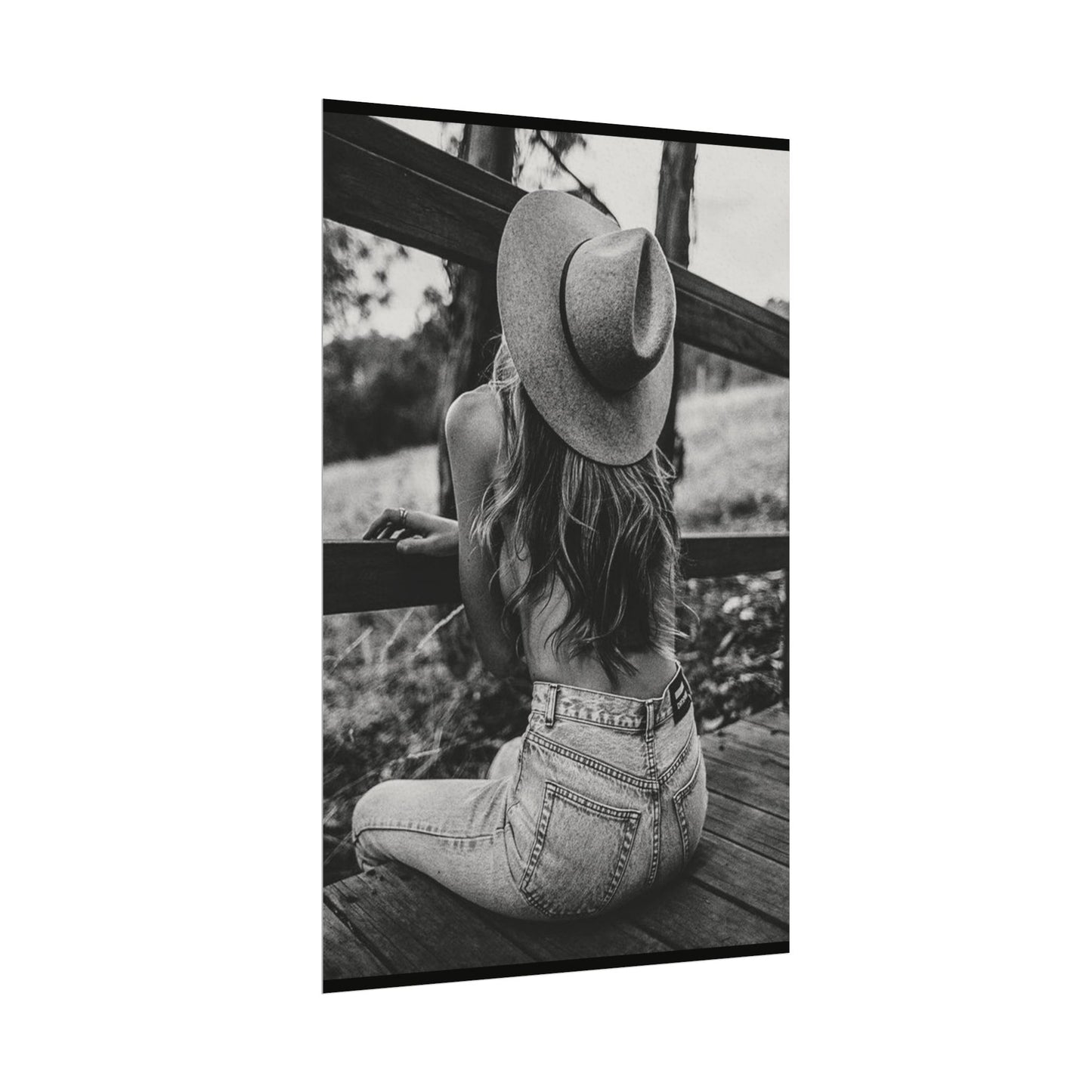 Babys Got Her Blue Jeans On – Western Textured Watercolor Matte Posters