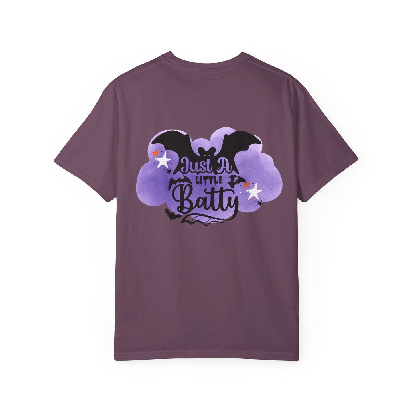 Just a Little Batty Halloween Tee Unisex Garment-Dyed T-shirt, Black & White, Vintage Western, Western lover gifts