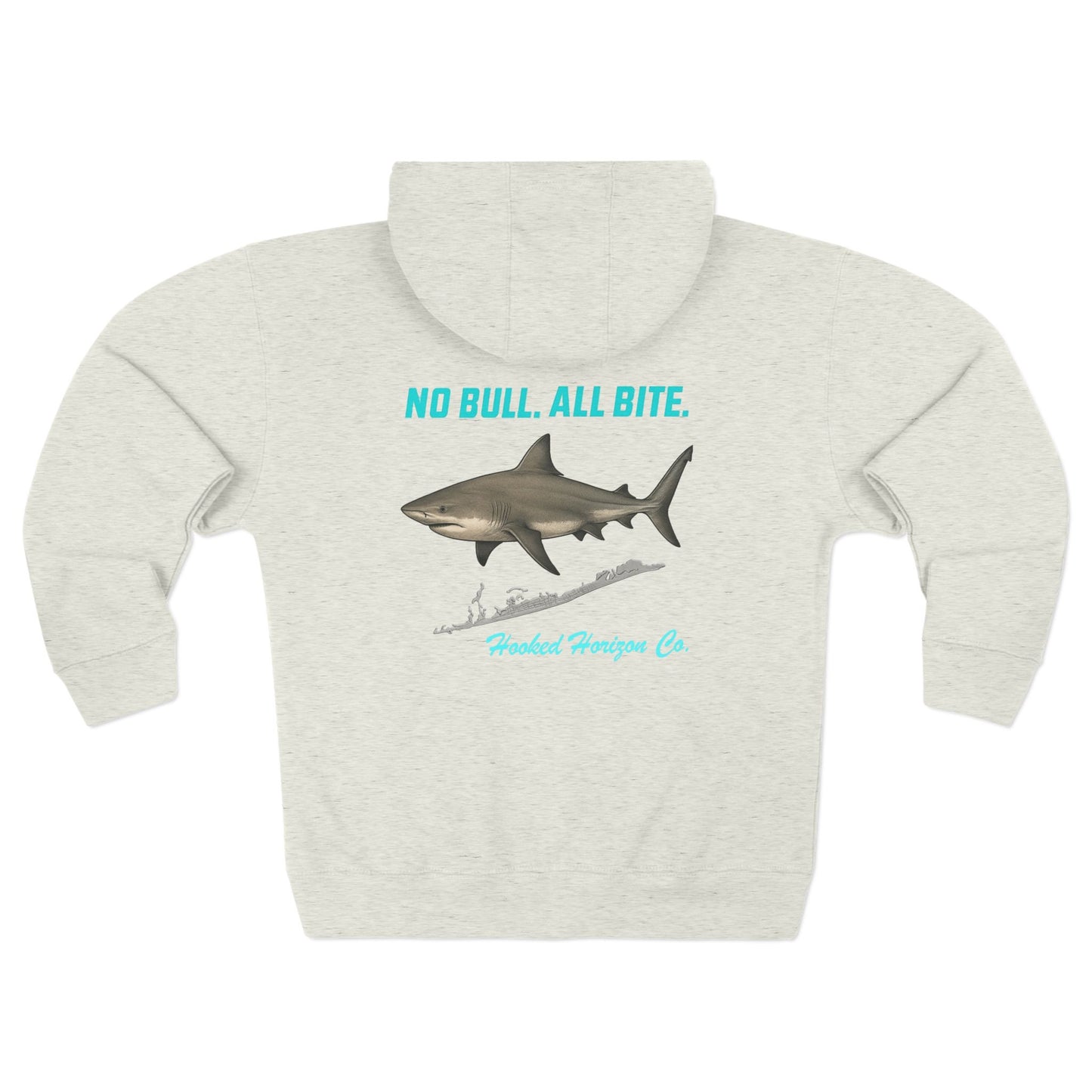 Blue Siesta Key Bull Shark Tee Deep Drift Hooked Horizon C. No Bull All BiteUnisex Zip Hoodie for Ocean Lovers, Nautical Fashion, Cool Weather Gear, Everyday Comfort, Perfect Gift