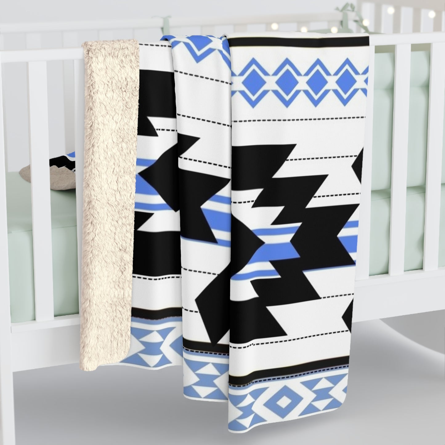 Joseph Sherpa Fleece Blanket - Modern Tribal Design, Perfect for Home Decor, Gift for Him/Her, Winter Warmth, Beach Blanket