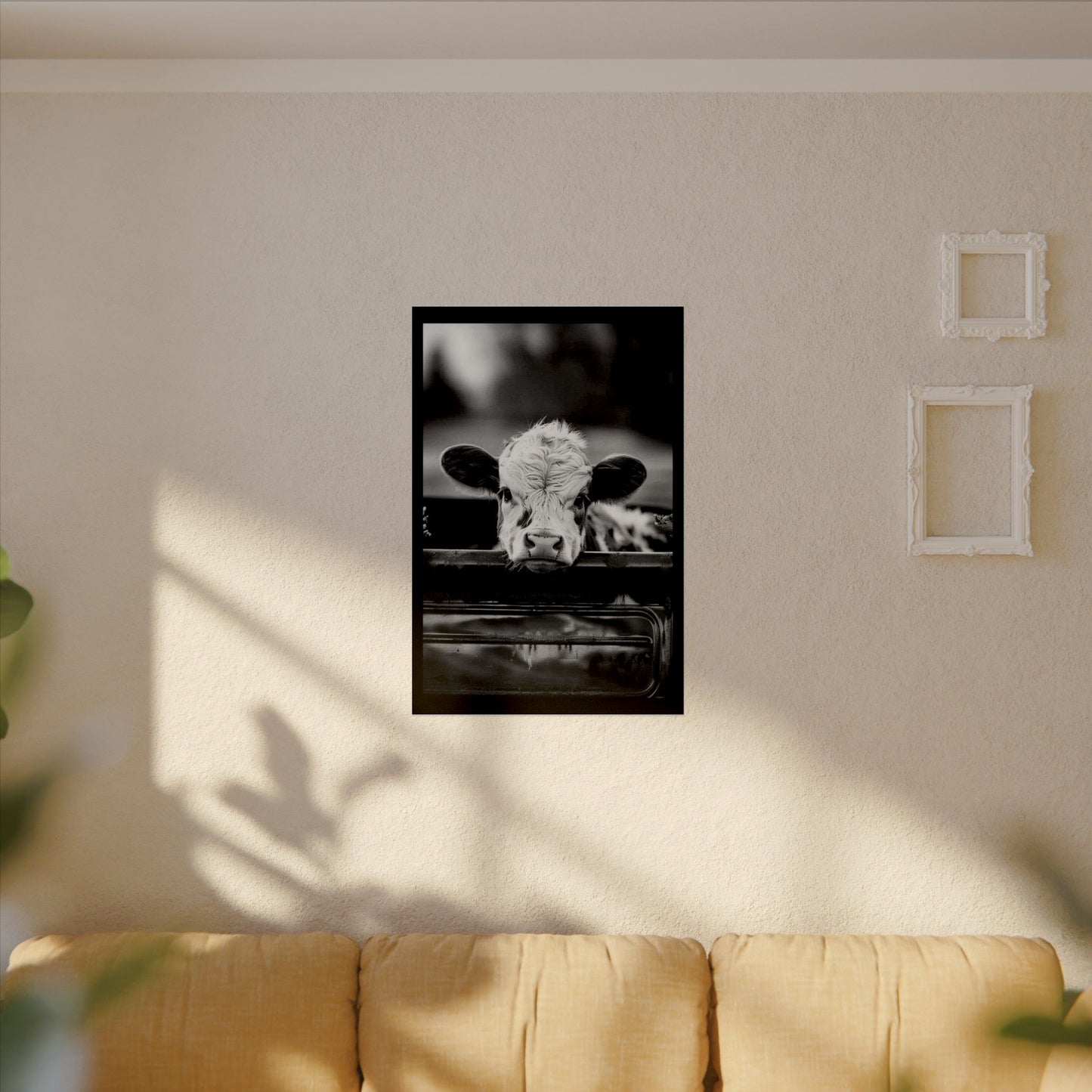 Back Seat Bovine – Western Textured Watercolor Matte Posters