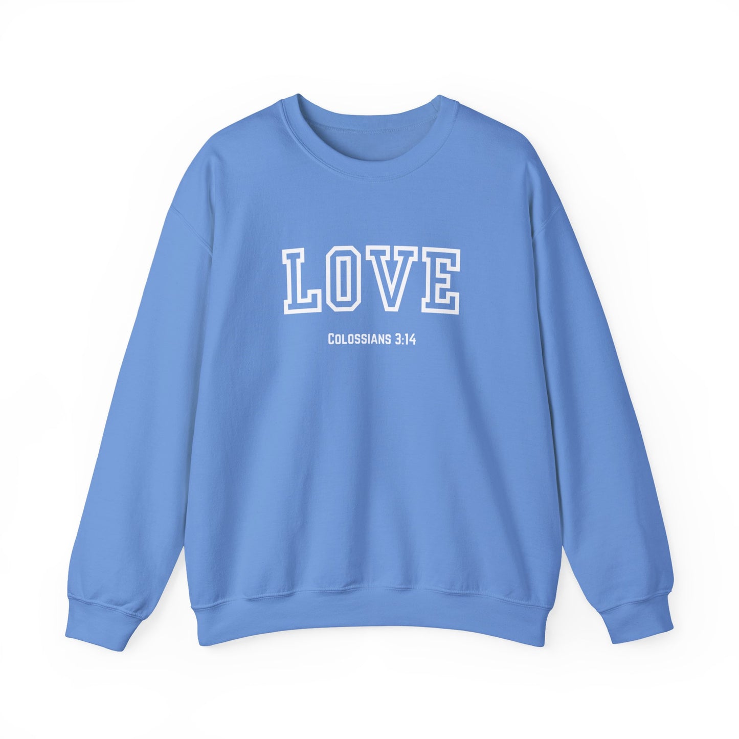 Love Crewneck Sweatshirt, Unisex Fashion, Comfortable Gift, Colossians 3:14 Design, Cozy Casual Wear, Perfect for Any Occasion