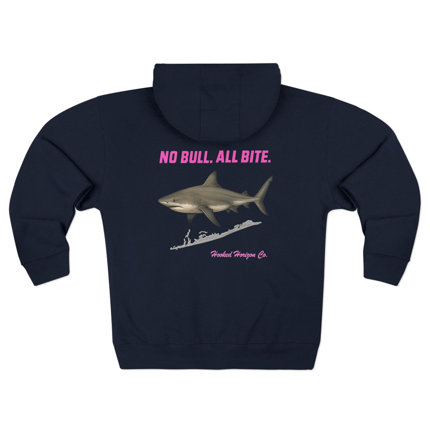 Siesta Key Bull Shark Tee Deep Drift Hooked Horizon C. No Bull All BiteUnisex Zip Hoodie for Ocean Lovers, Nautical Fashion, Cool Weather Gear, Everyday Comfort, Perfect Gift