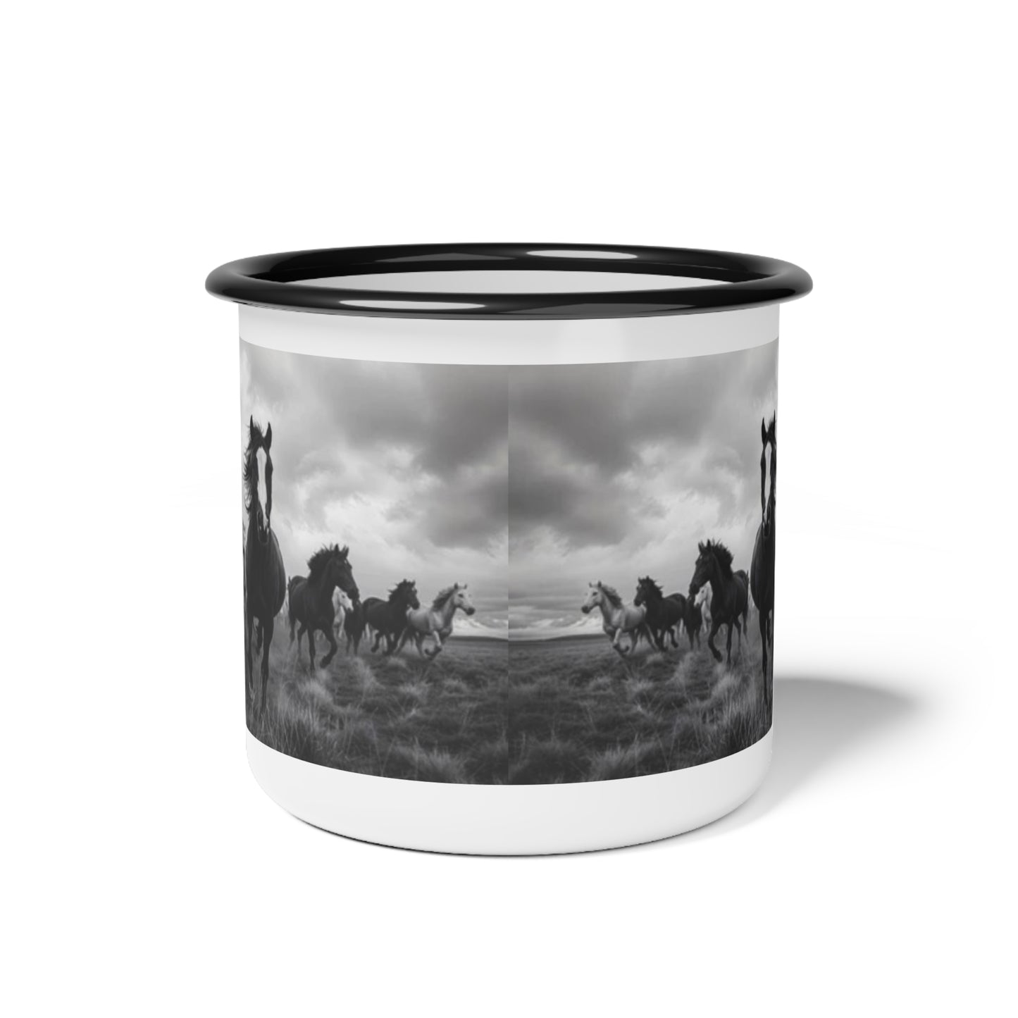 Rustic Horse Enamel Camp Cup | Perfect for Camping, Nature Lovers, Horse Enthusiasts, Gift for Riders, Adventure Mug