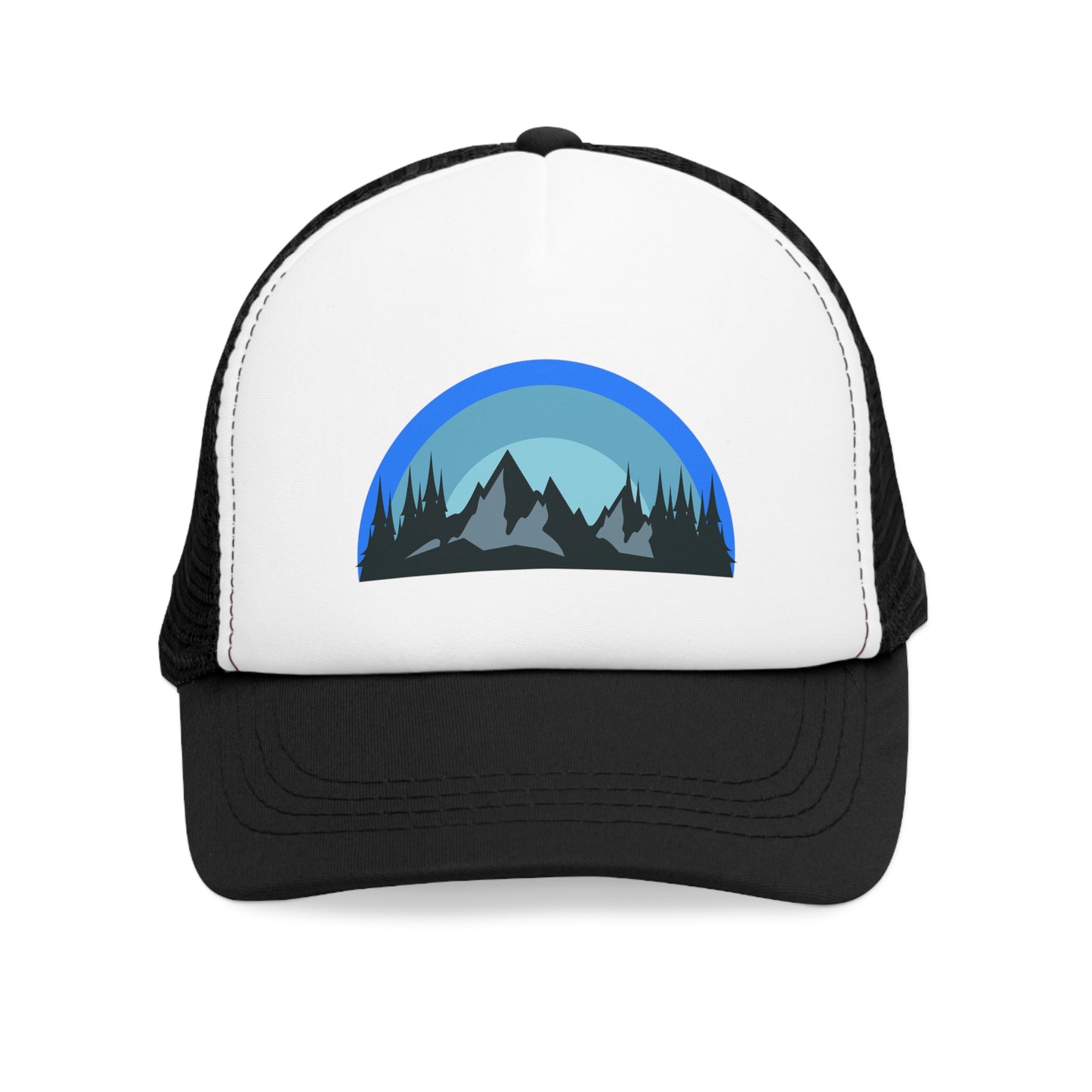 Blue Rainbow Mountain Sunrise Mesh Cap, Outdoors Hat, Trucker Hat, Camping Gear, Gift for Nature Lovers, Adjustable Cap