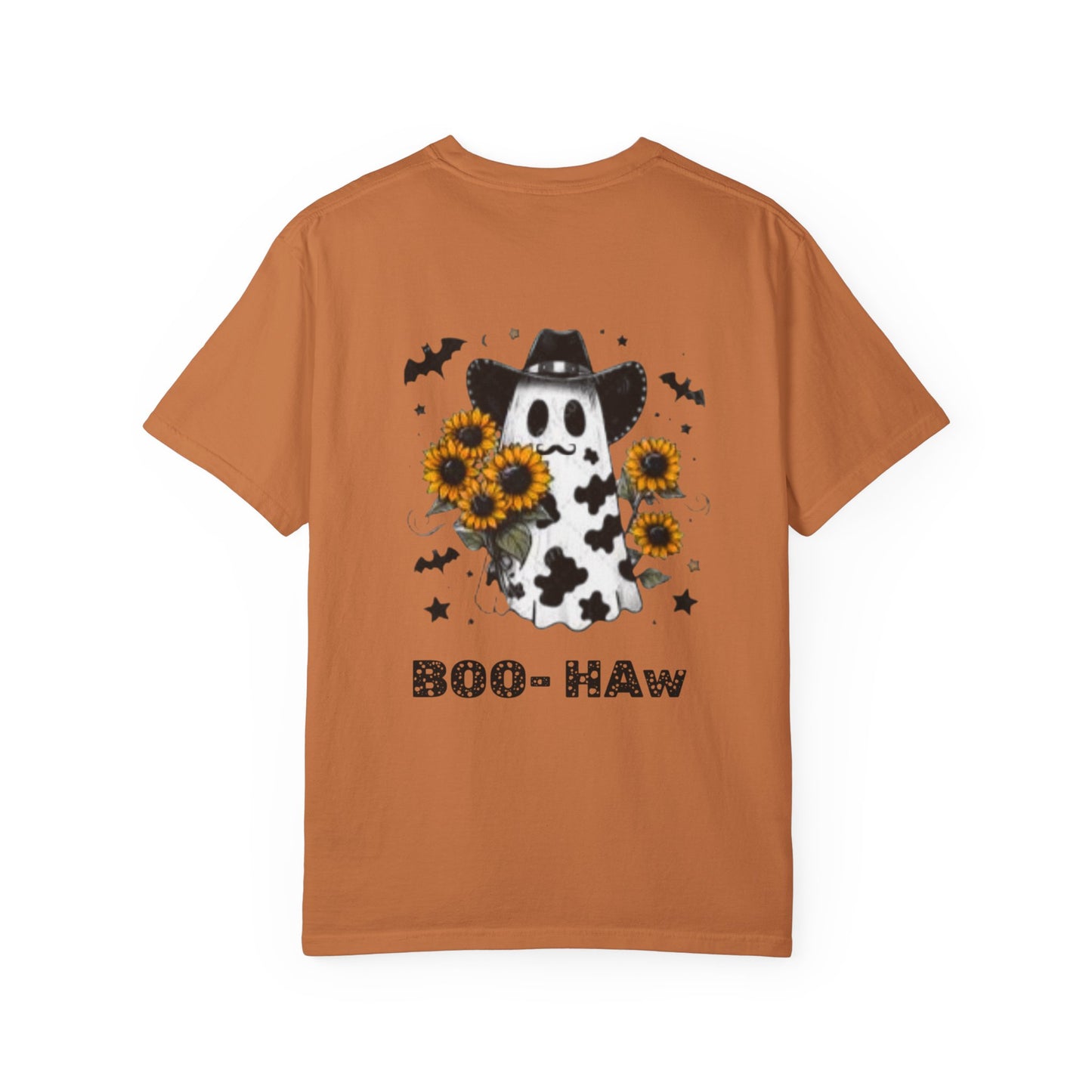 Boo- Haw Ghost Flower Tee Unisex Garment-Dyed T-shirt, Black & White, Vintage Western, Western lover gifts