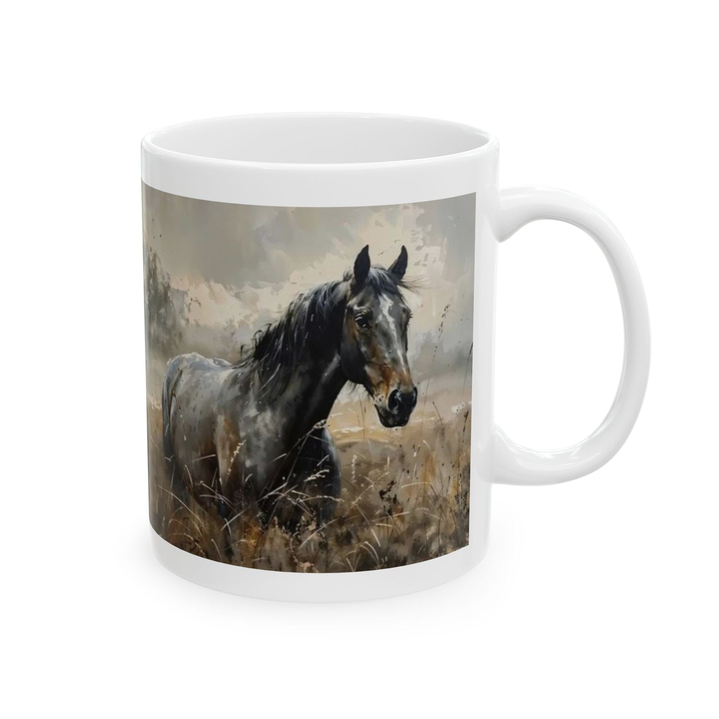 Horse Landscape Ceramic Mug - Perfect for Horse Lovers, Gift for Equestrians, Farmhouse Decor, Rustic Kitchenware, Nature Enthusiasts