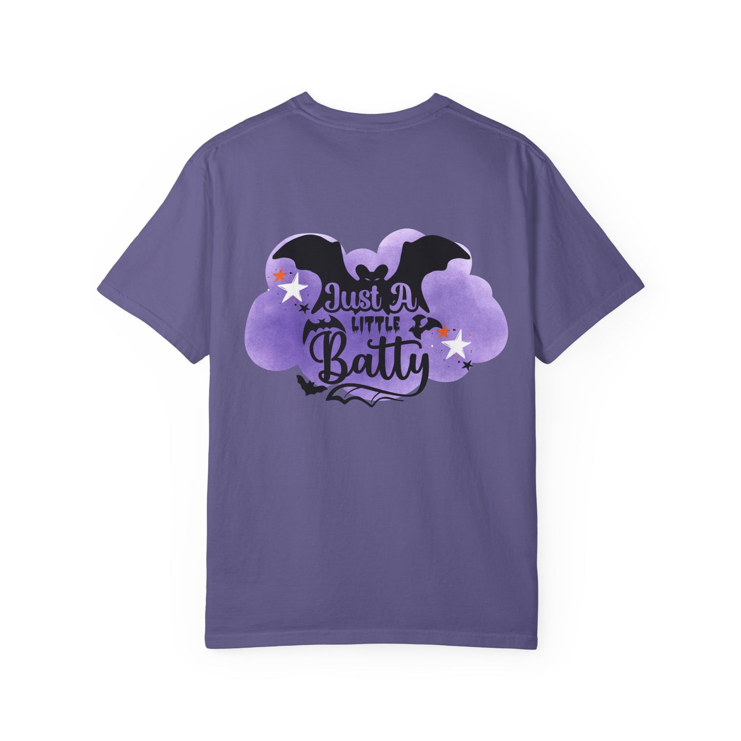 Just a Little Batty Halloween Tee Unisex Garment-Dyed T-shirt, Black & White, Vintage Western, Western lover gifts
