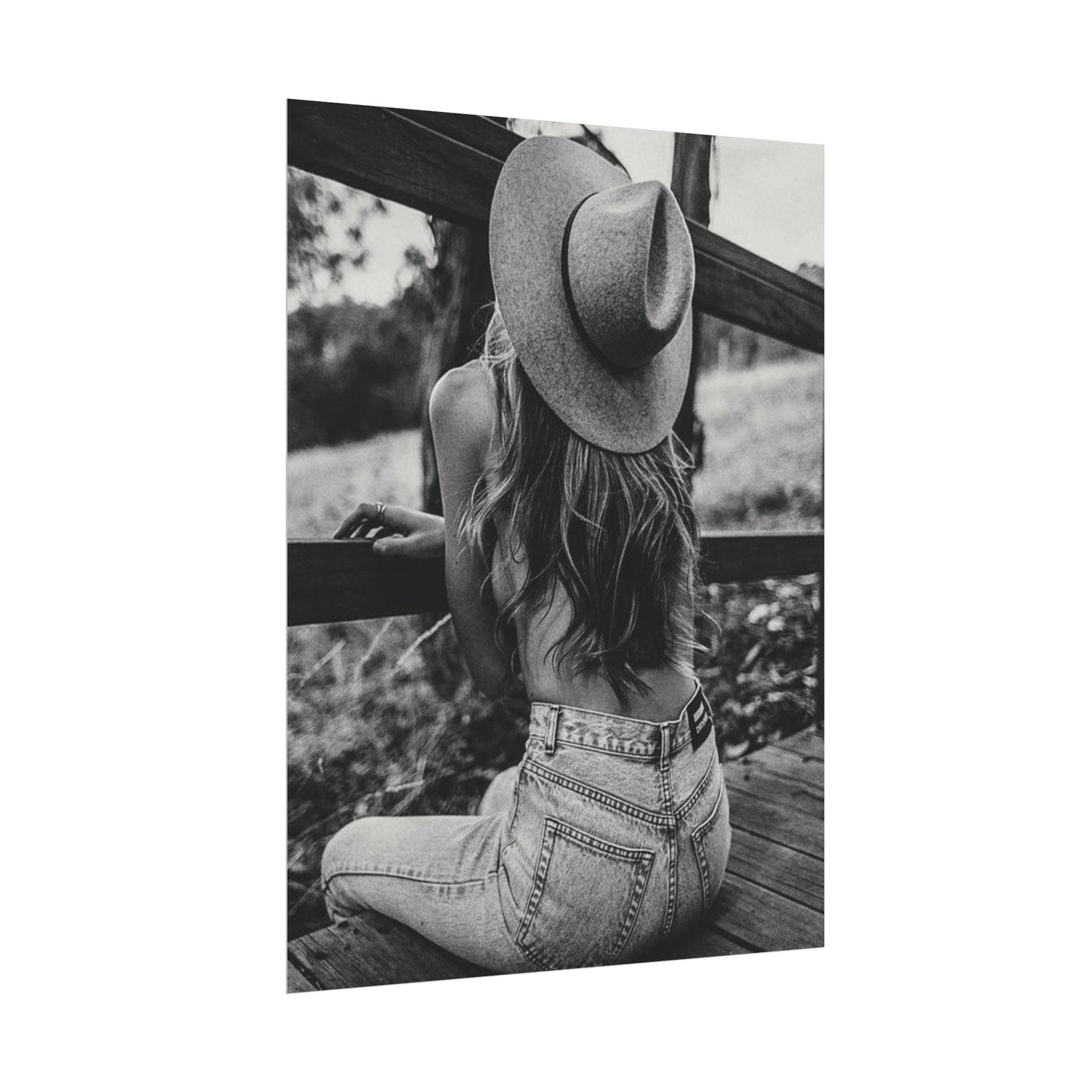 Babys Got Her Blue Jeans On – Western Textured Watercolor Matte Posters
