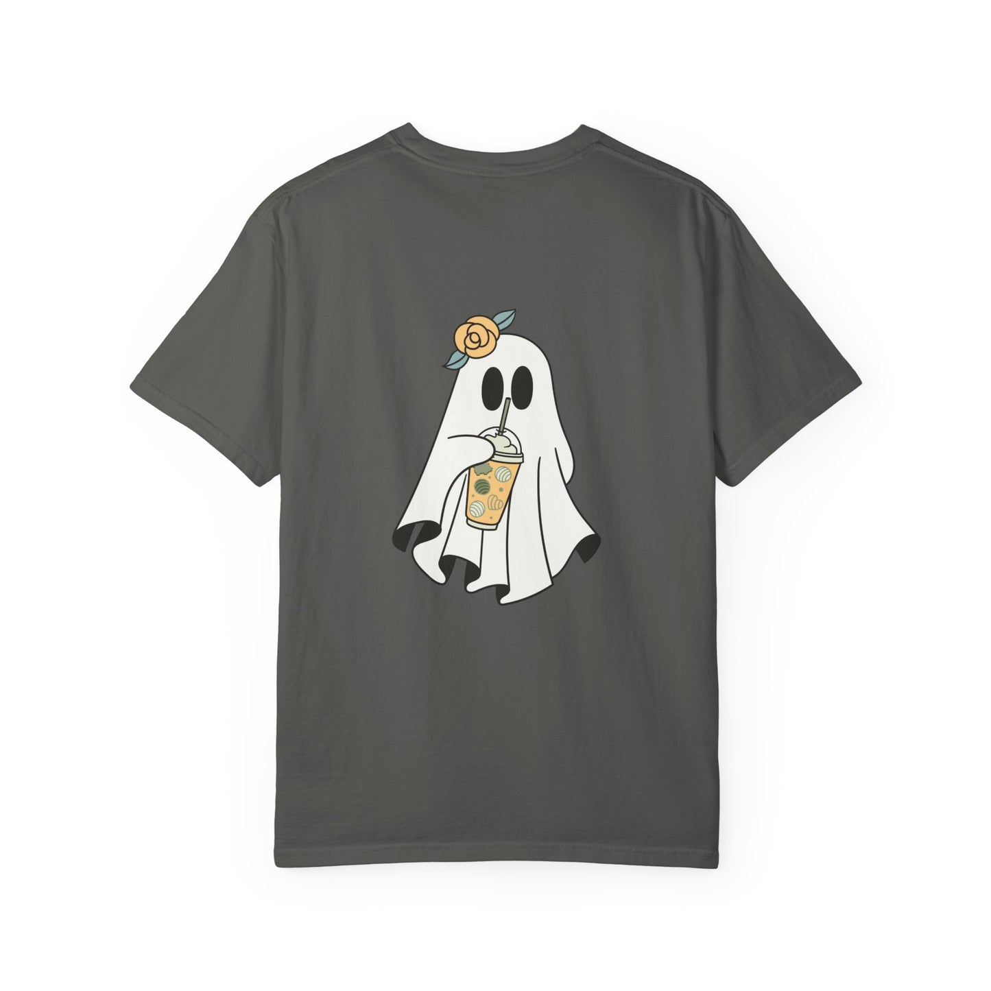 Cute Coffee Ghost Halloween Tee Unisex Garment-Dyed T-shirt, Black & White, Vintage Western, Western lover gifts