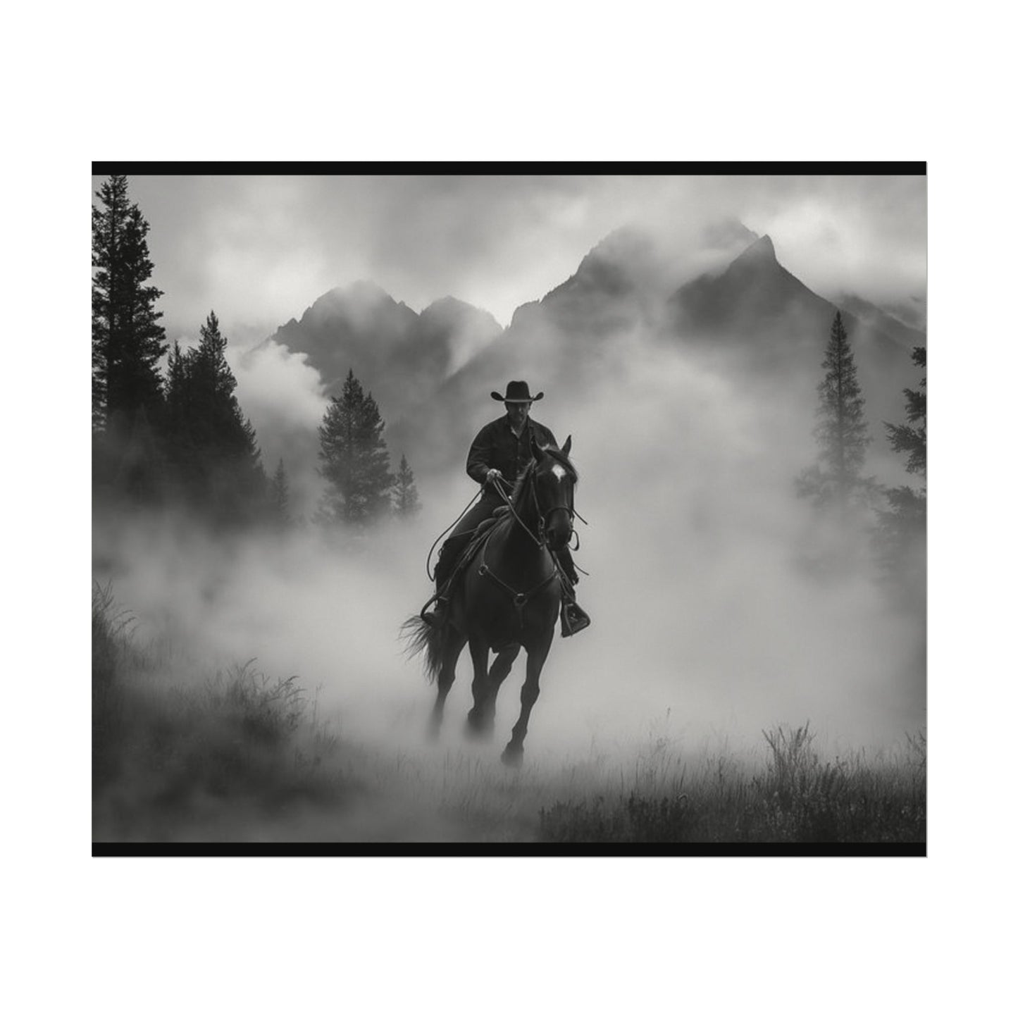Storm Rider– Western Textured Watercolor Matte Posters