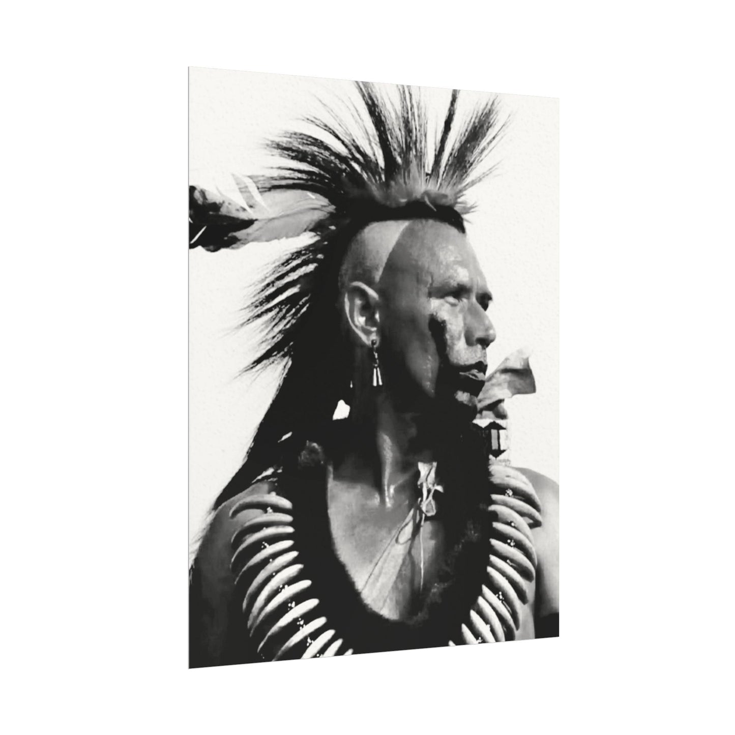 Feathered Warrior Cheif   – Western Textured Watercolor Matte Posters