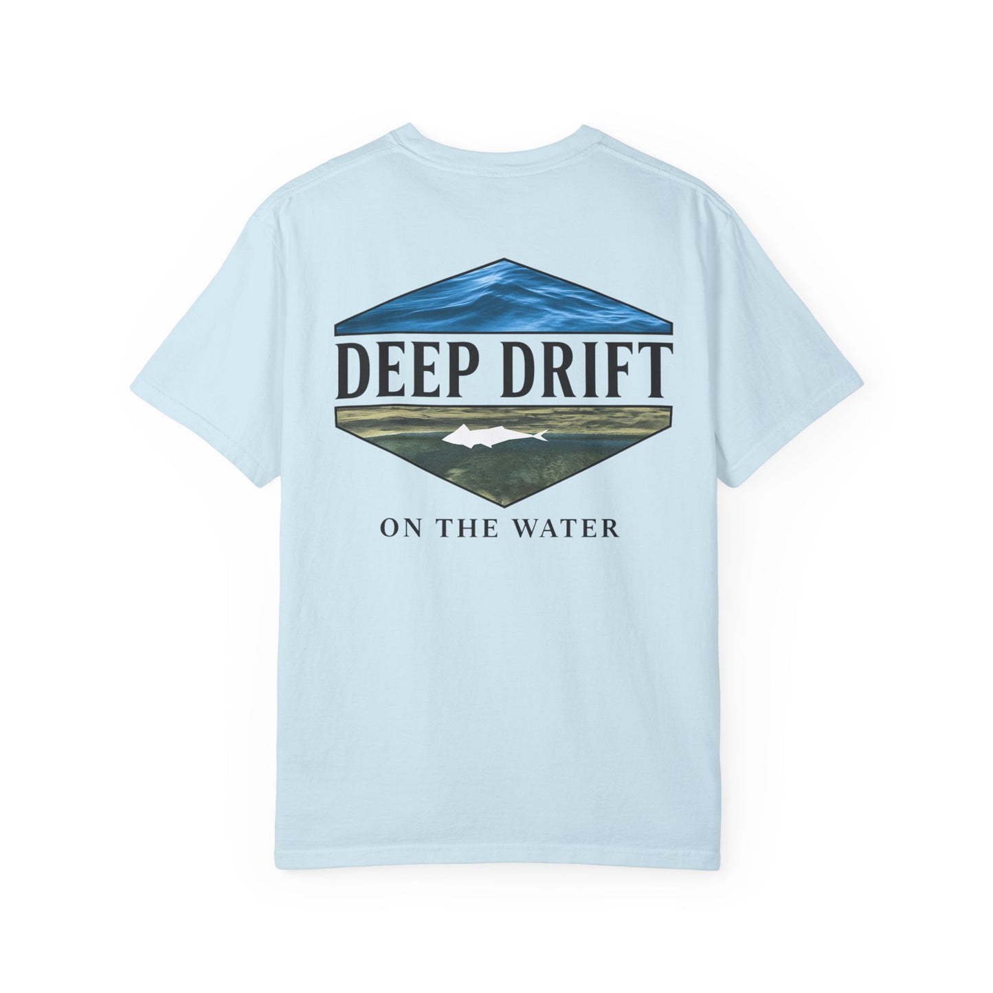 Deep Drift Fishing T-Shirt - Green & Blue Fishing Tee for Angler Lovers, Shark Lovers, Ocean Tee