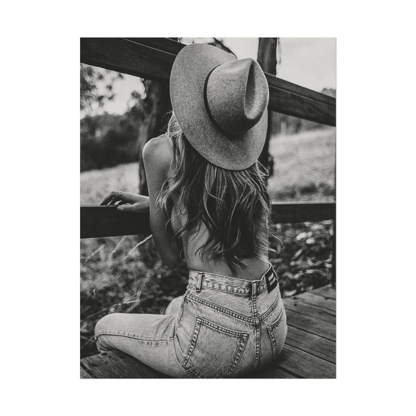 Babys Got Her Blue Jeans On – Western Textured Watercolor Matte Posters