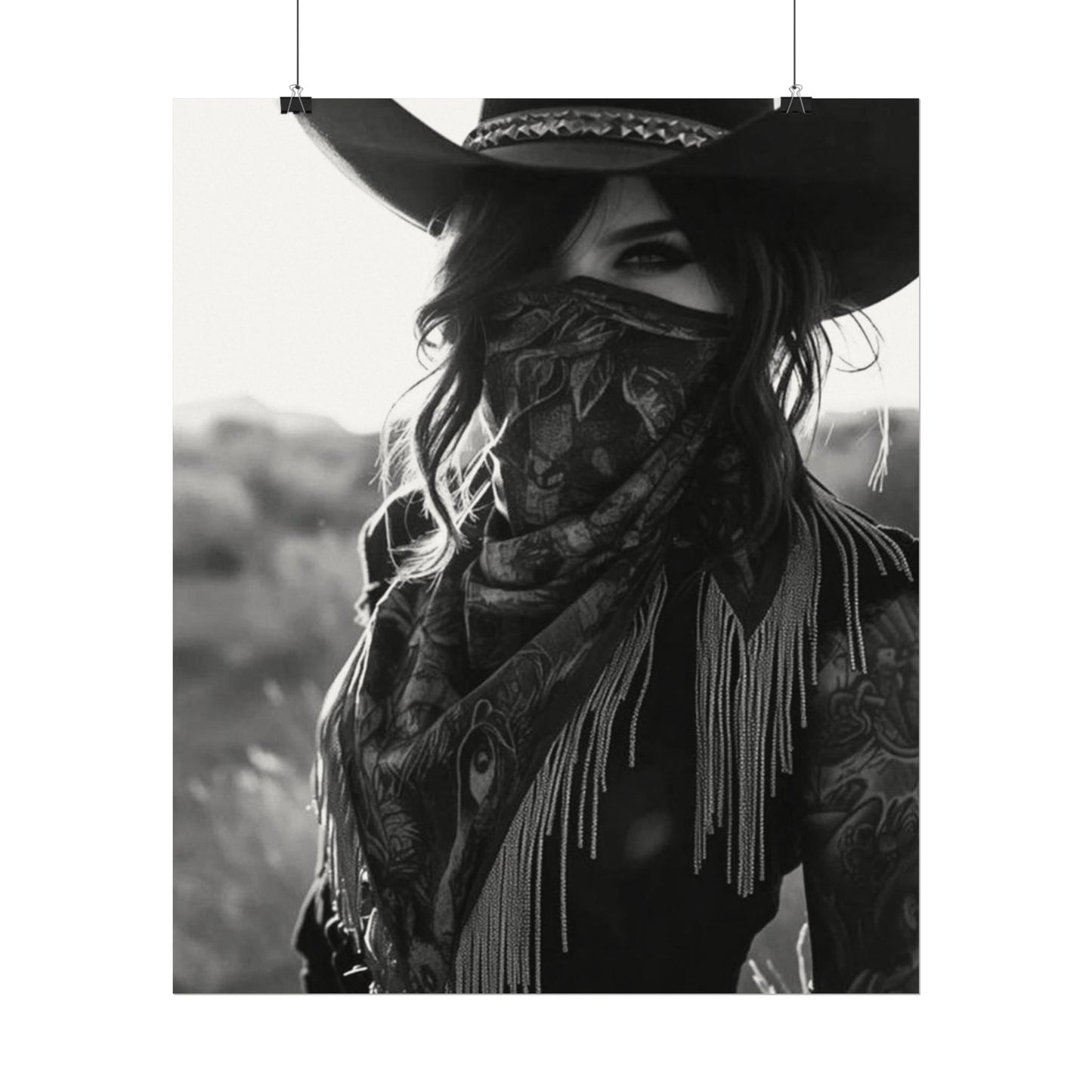 She Rode Alone— Western Outlaw Textured Watercolor Matte Posters