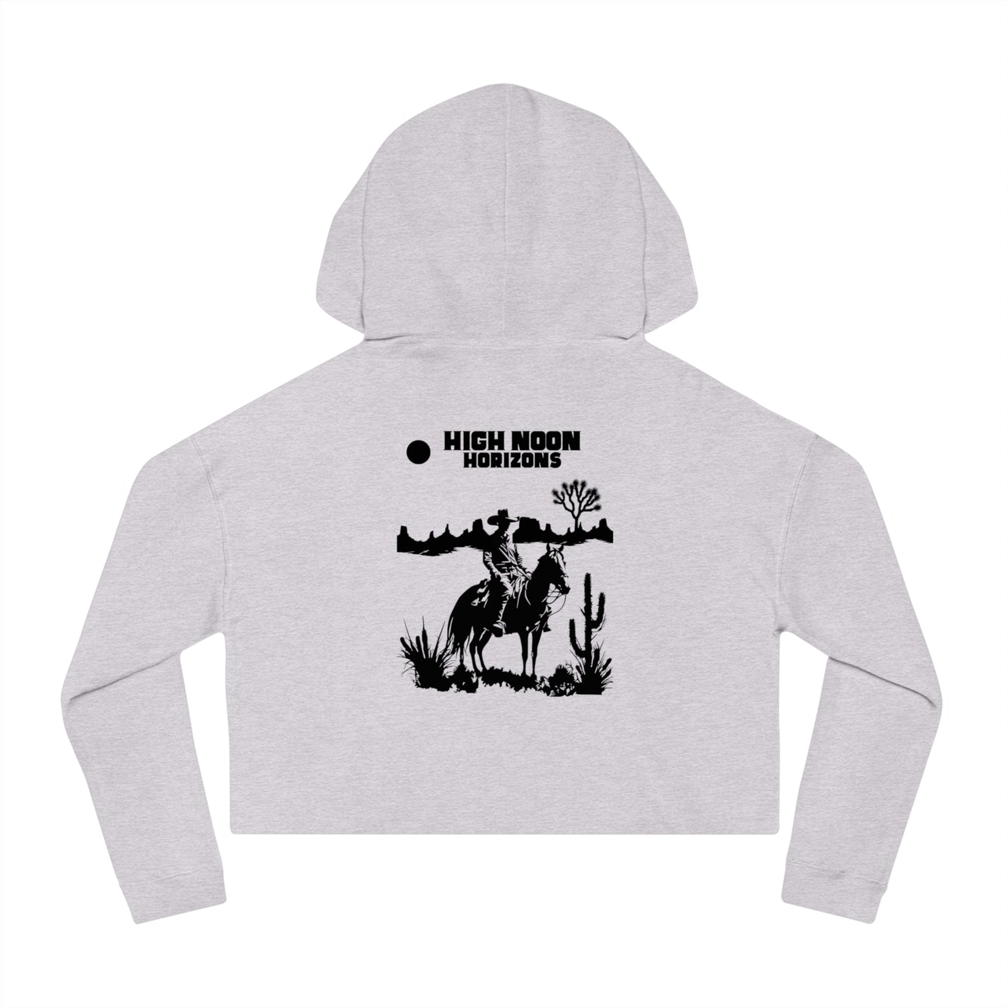 Cropped Hoodie with Western Designs, Casual Streetwear, Gift for Cowgirls, Boho Style, High Noon Horizons Sweatshirt