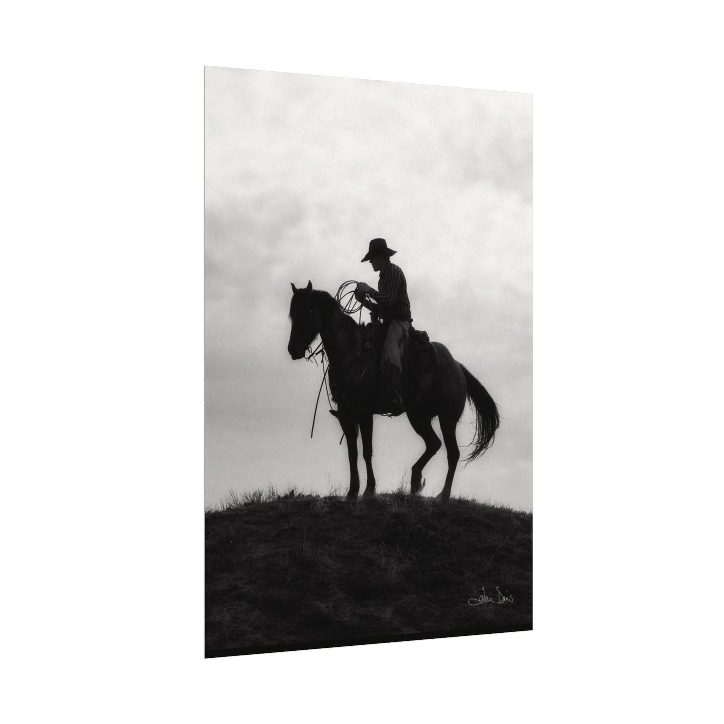Rider On The Ridge – Western Textured Watercolor Matte Posters