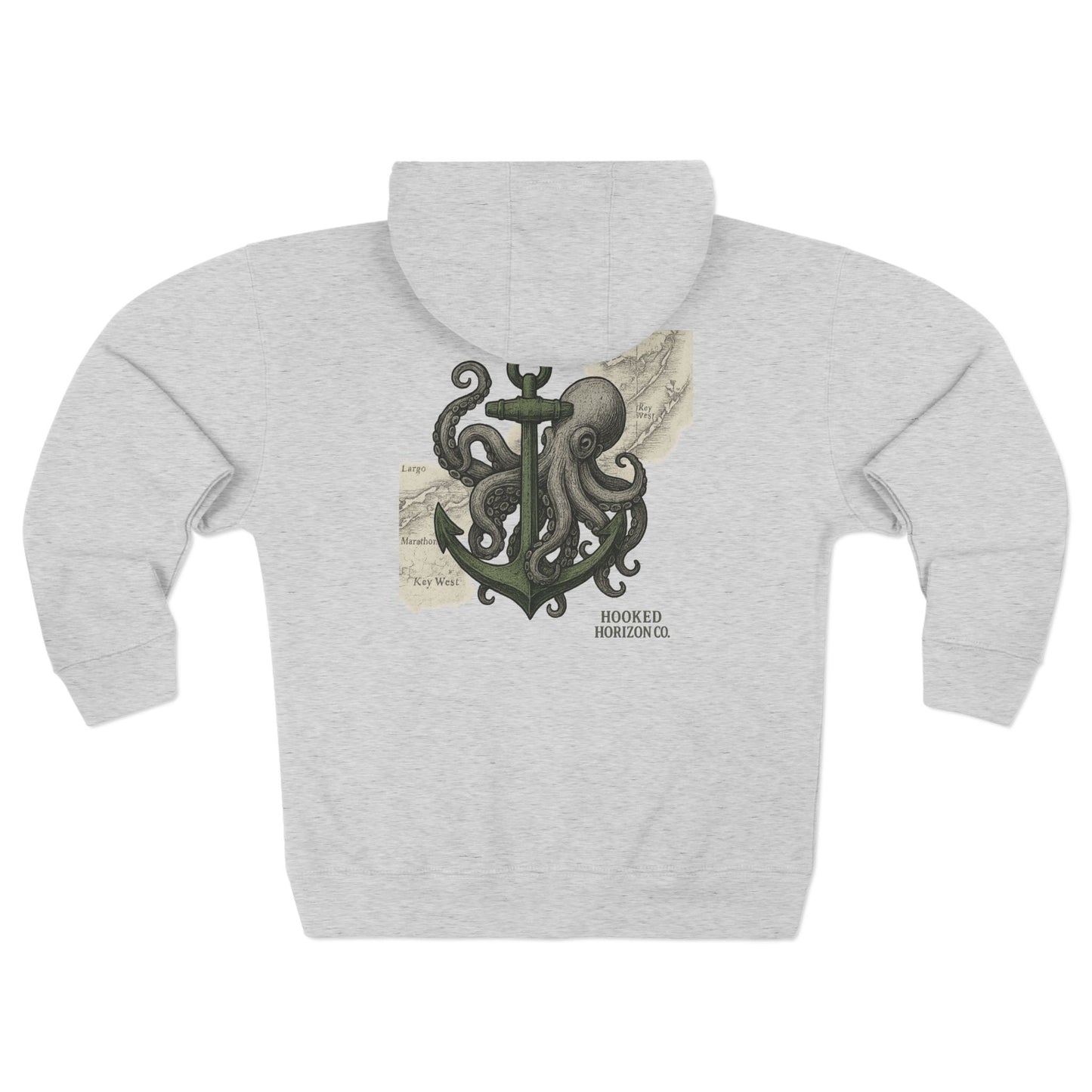 Kraken Key West Unisex Zip Hoodie for Ocean Lovers, Nautical Fashion, Cool Weather Gear, Everyday Comfort, Perfect Gift