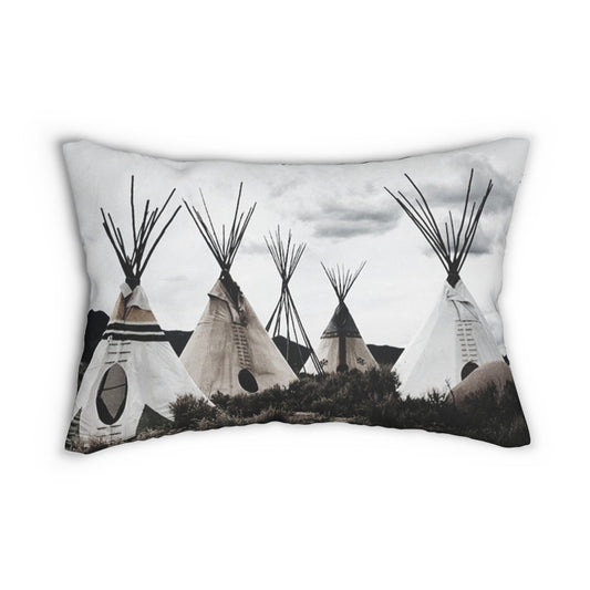 2 In 1 Teepee & The Rustic Bull Lumbar Pillow, Farmhouse Decor, Cozy Home Accent, Unique Gift for Animal Lovers, Boho Cushion
