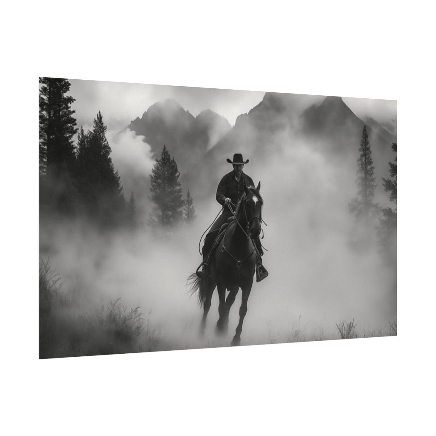 Storm Rider– Western Textured Watercolor Matte Posters