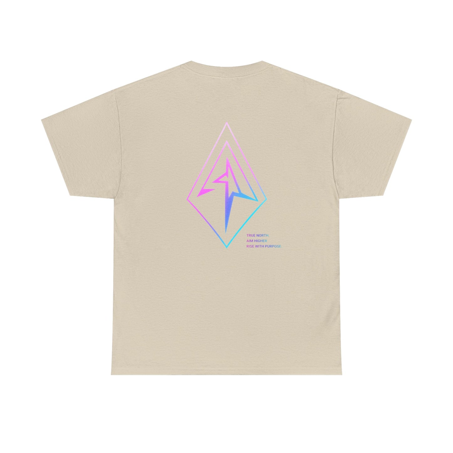 Arrow Ridge Gradient Tee — Minimal Origami Logo T-Shirt with Pastel Holographic Design
