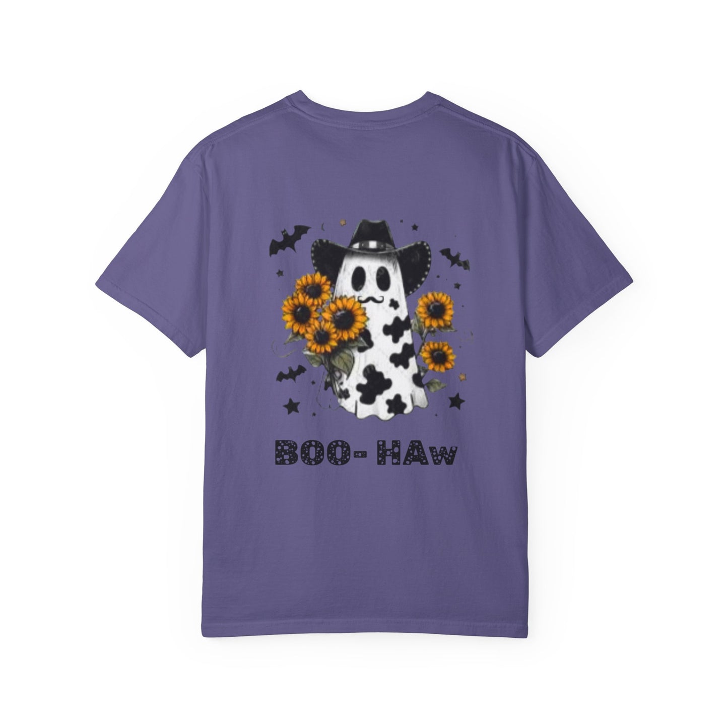 Boo- Haw Ghost Flower Tee Unisex Garment-Dyed T-shirt, Black & White, Vintage Western, Western lover gifts
