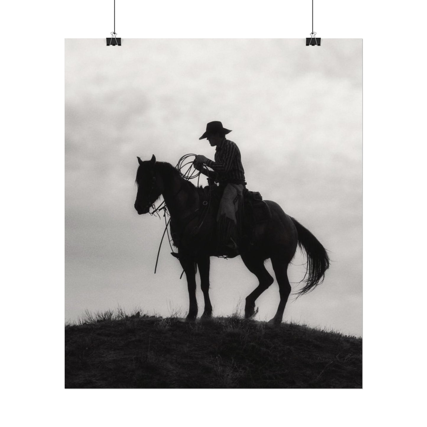 Rider On The Ridge – Western Textured Watercolor Matte Posters