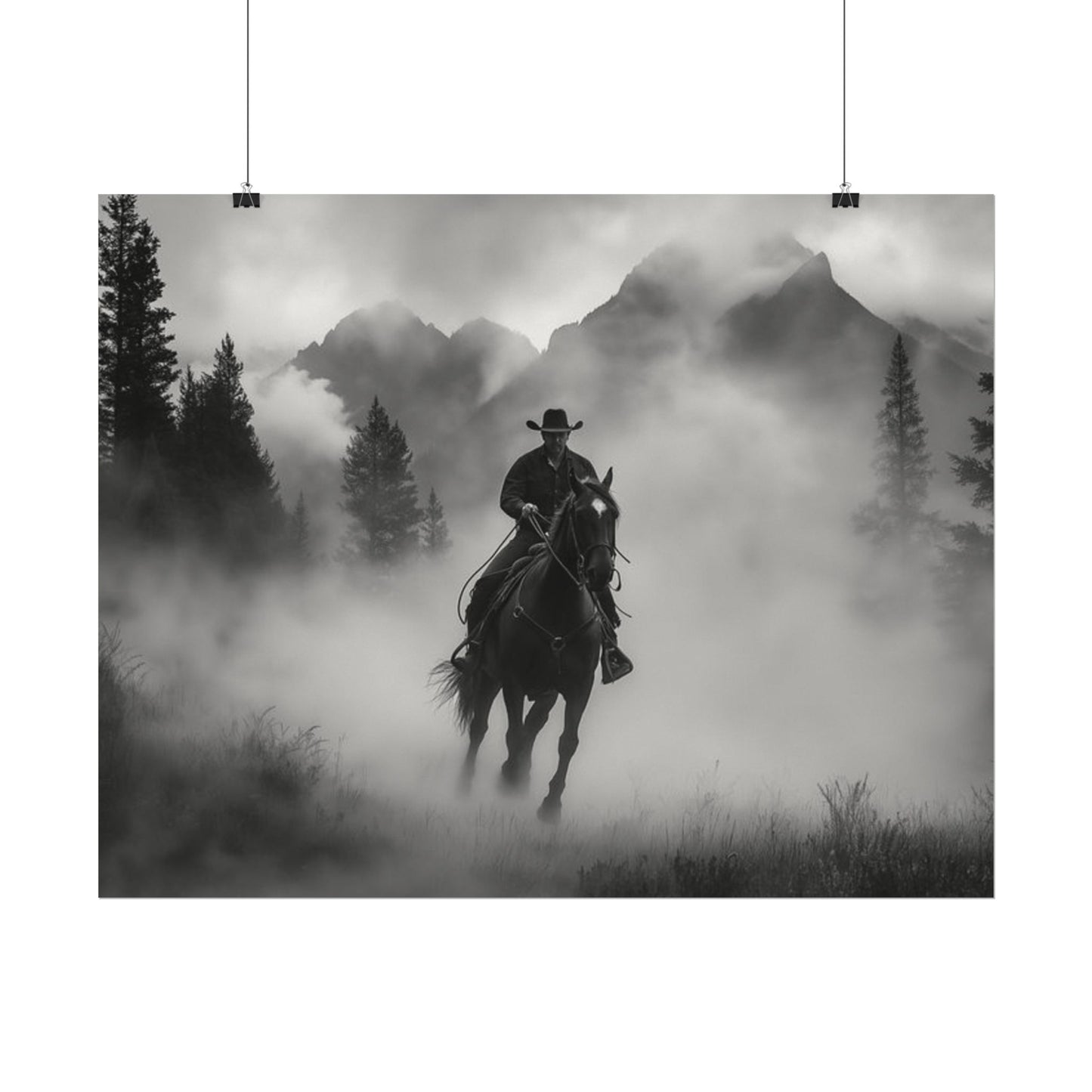 Storm Rider– Western Textured Watercolor Matte Posters