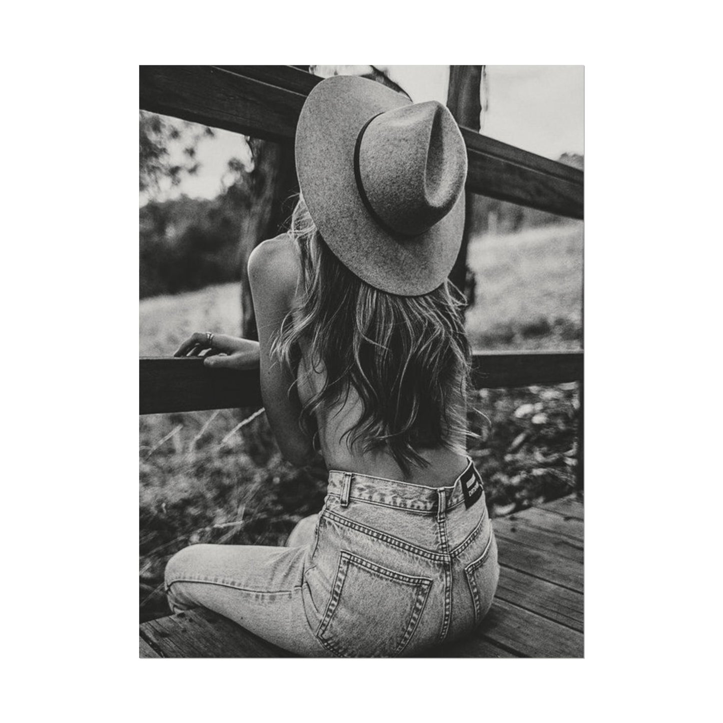 Babys Got Her Blue Jeans On – Western Textured Watercolor Matte Posters