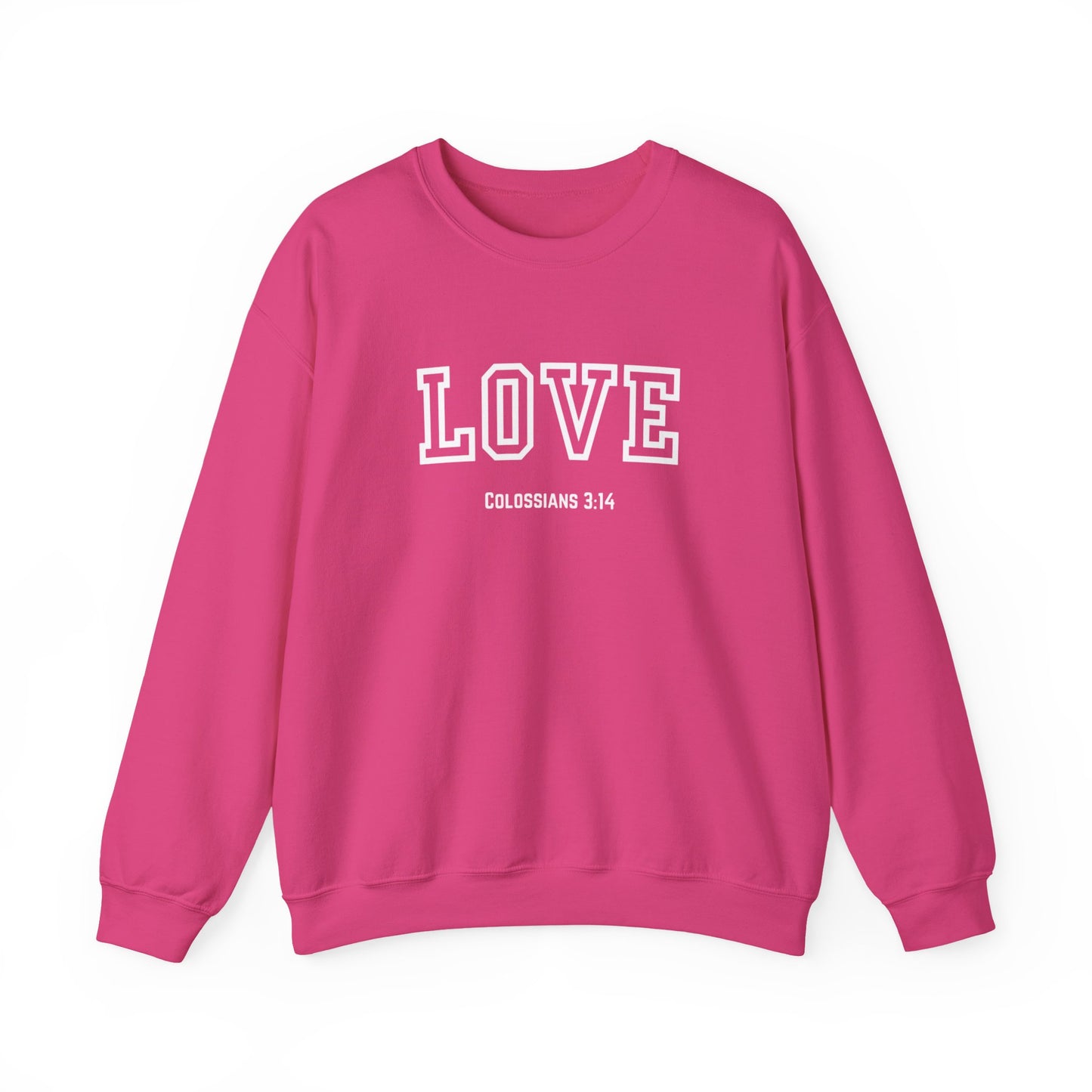 Love Crewneck Sweatshirt, Unisex Fashion, Comfortable Gift, Colossians 3:14 Design, Cozy Casual Wear, Perfect for Any Occasion