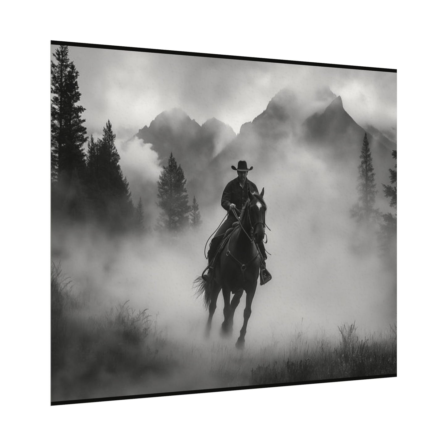 Storm Rider– Western Textured Watercolor Matte Posters