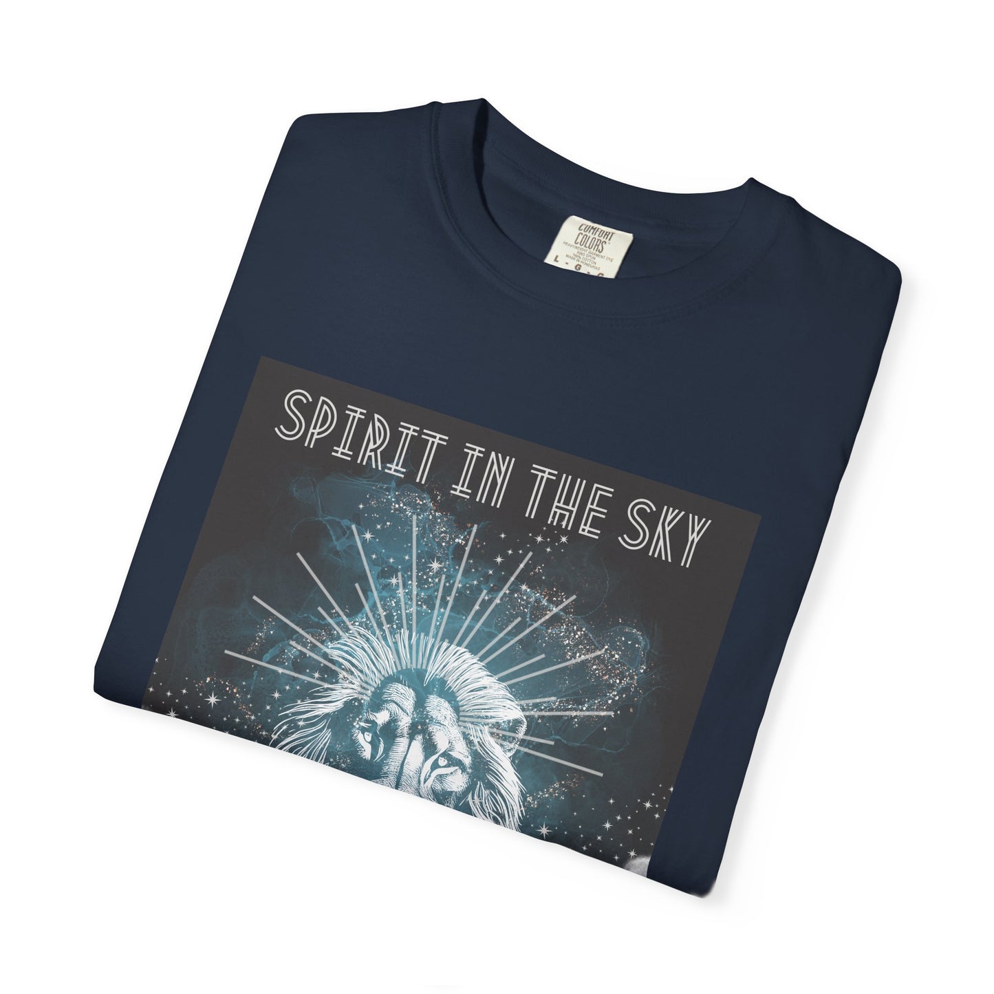 Spirit in the Sky Lion T-Shirt, Unisex Garment-Dyed Tee, Boho Shirt, Festival Apparel, Unique Graphic Tee, Music Lover Gift